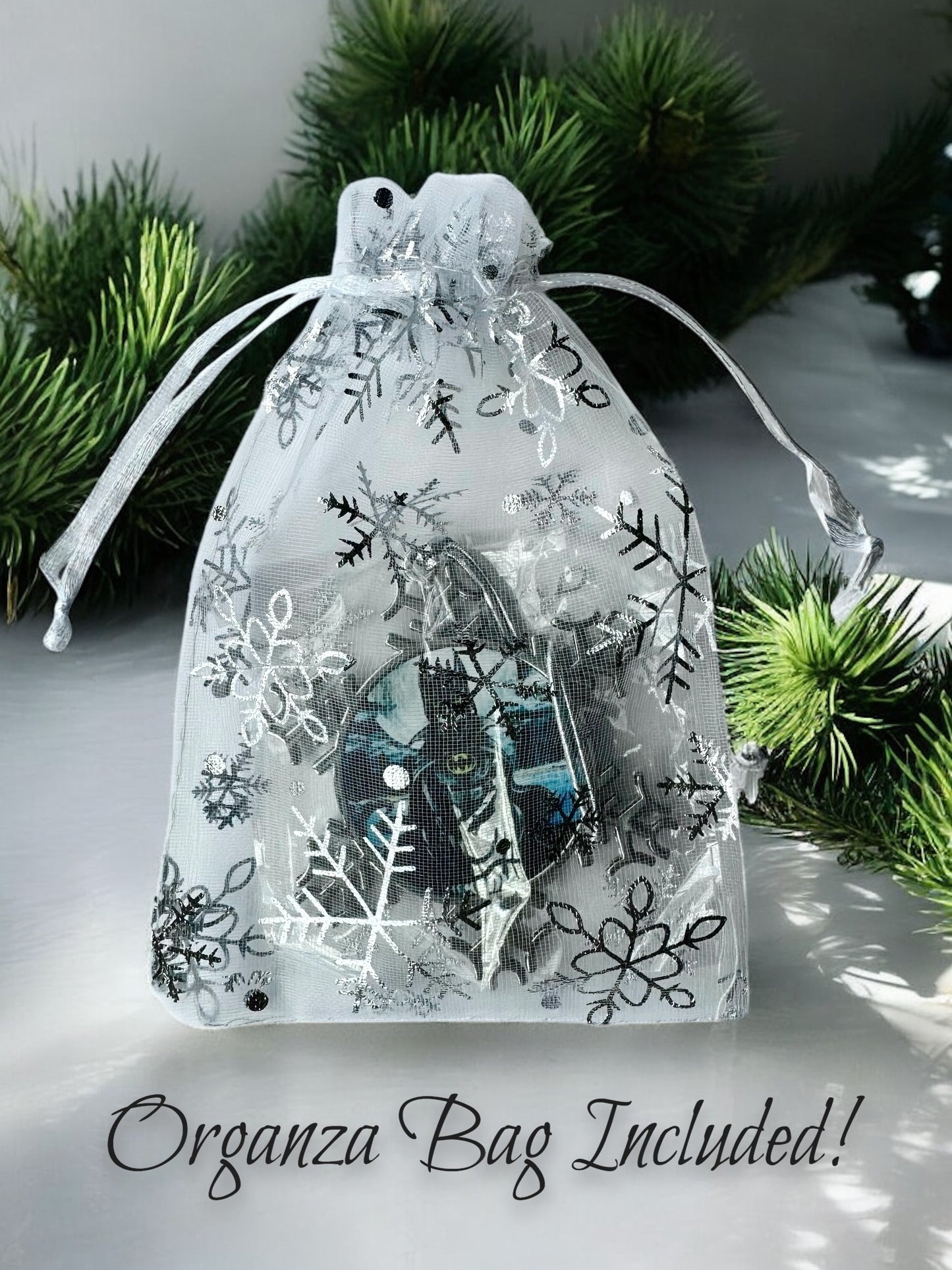 ORNAMENT 3"x 3" Silver Snowflake "Purrfect harmony" (Image on both sides)