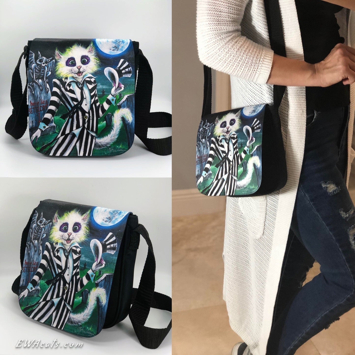 Shoulder Bag "BeetleCat" with a Removable Flap