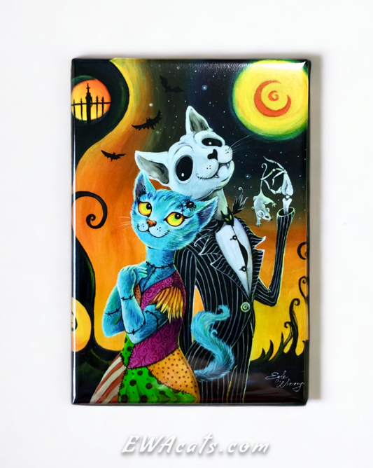 MAGNET 2"x 3" Rectangle "Jack and Sally Meows"