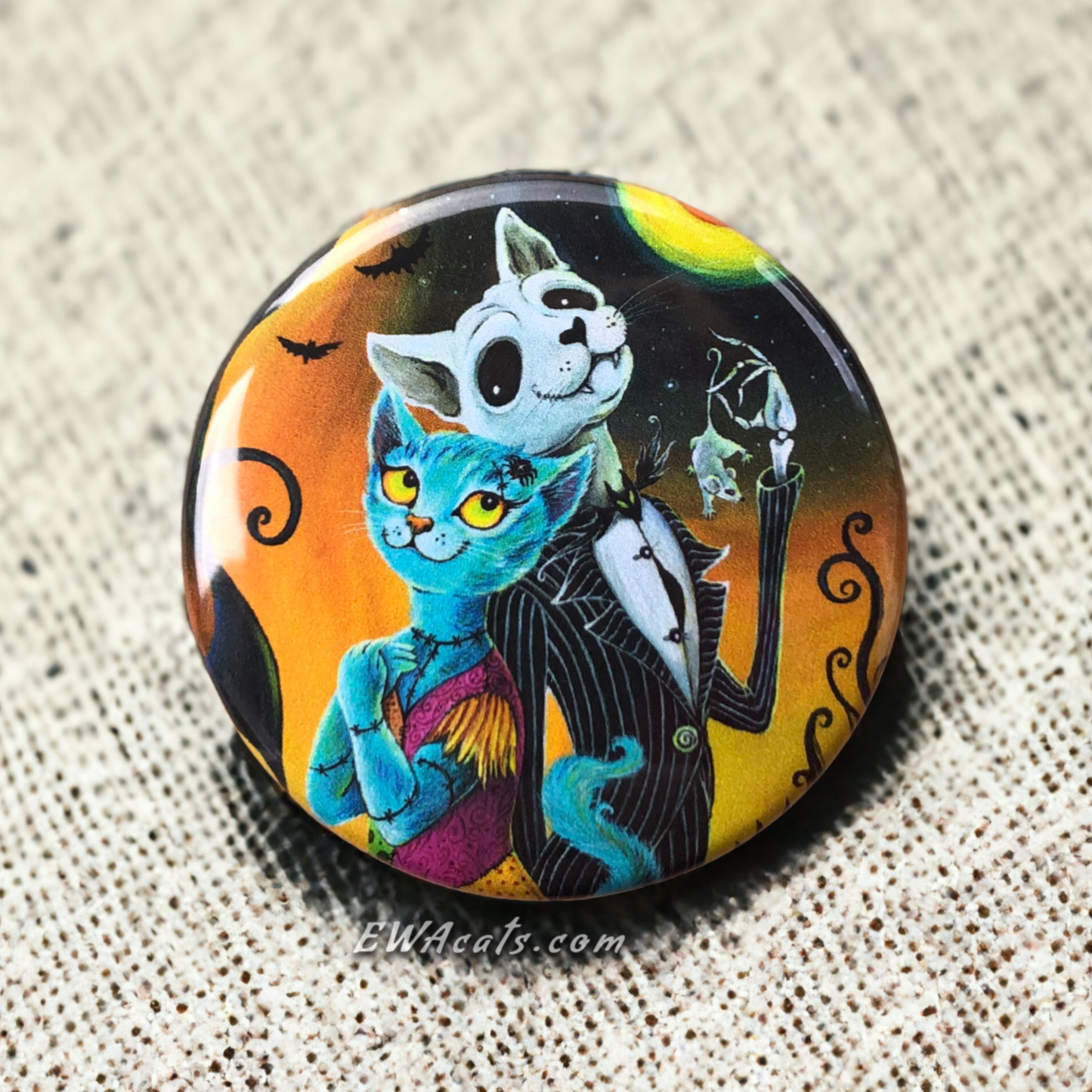 Button "Jack and Sally Meows"