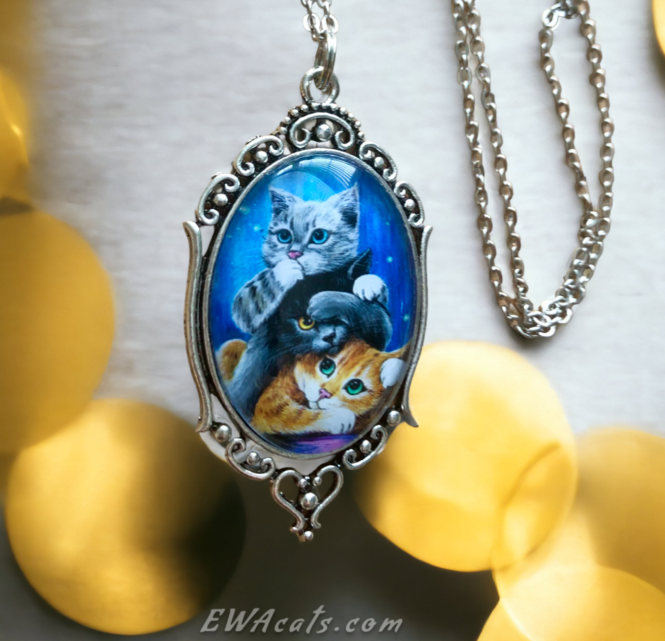 Necklace "Three Wise Kitties"