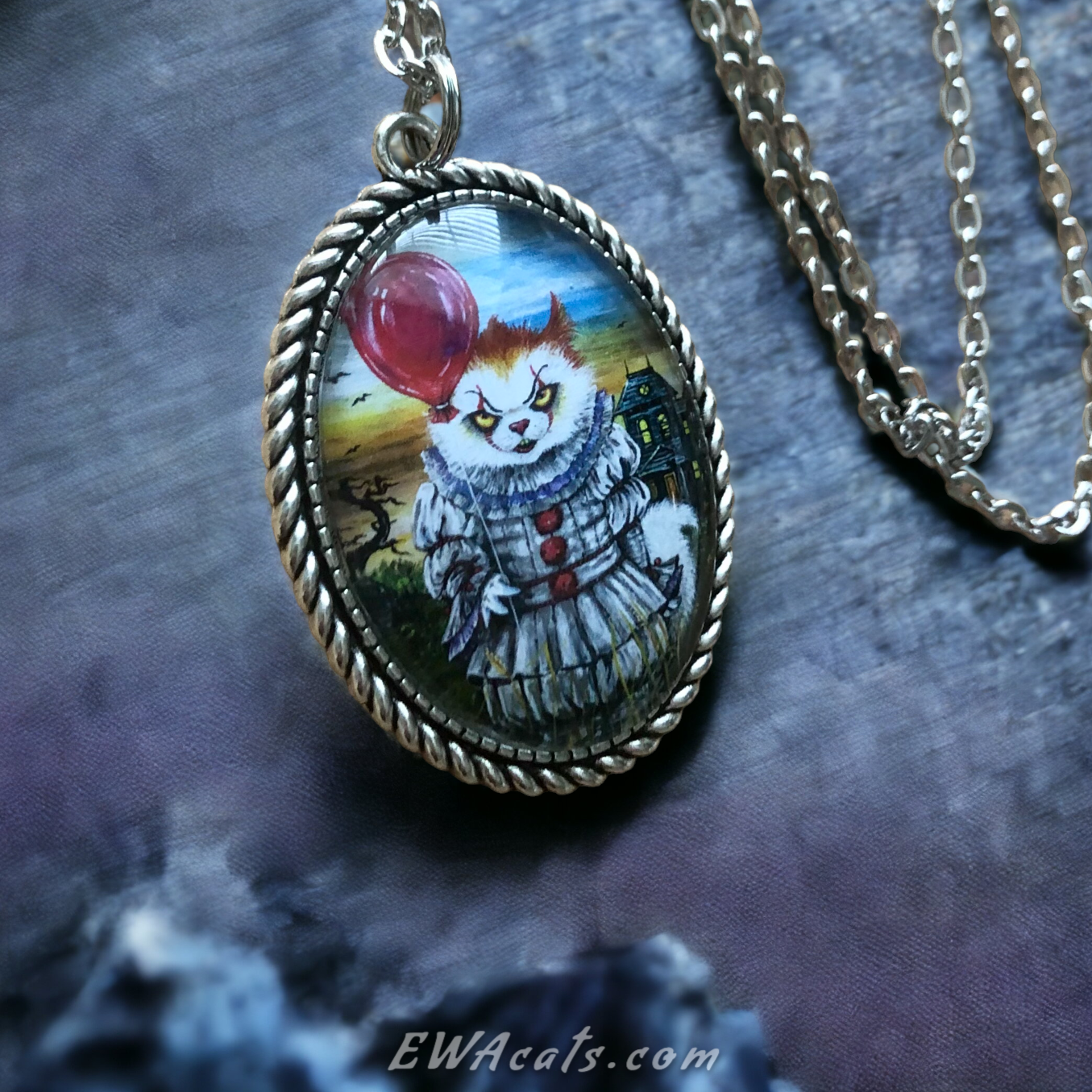 Necklace "KittyWise the Purring Clown"