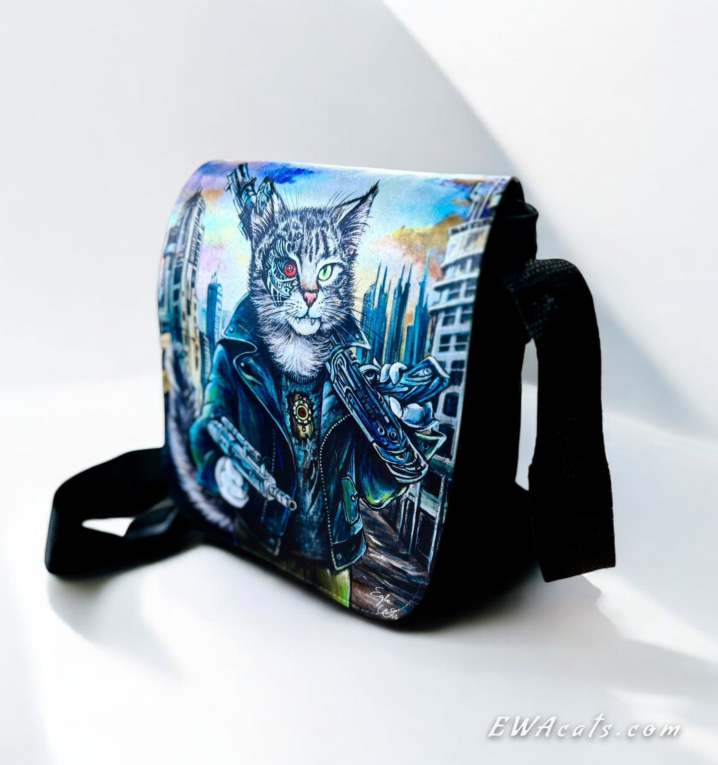 Shoulder Bag "Purrminator!" with a Removable Flap