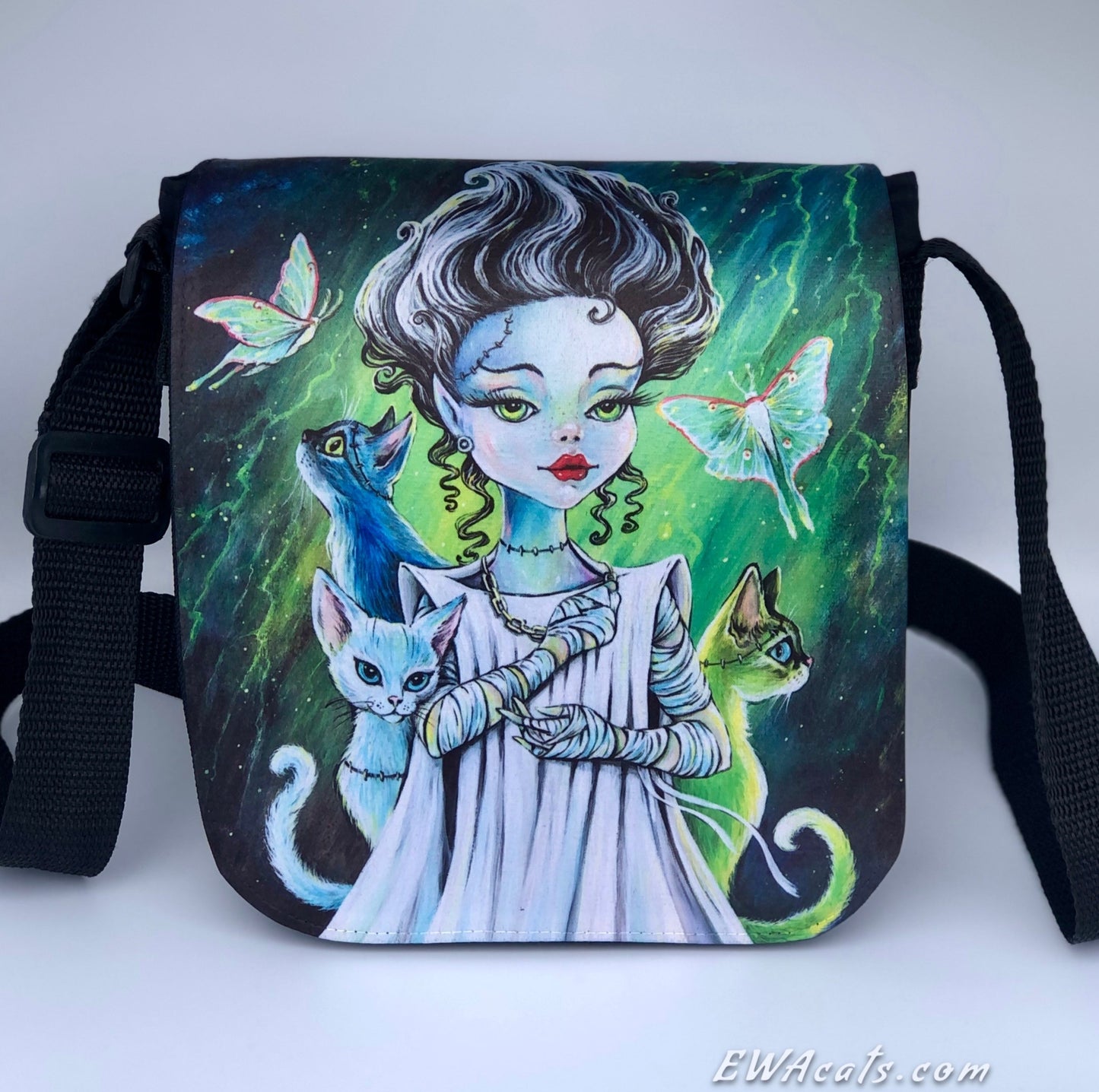 Shoulder Bag "Bride of Frankenstein" with a Removable Flap