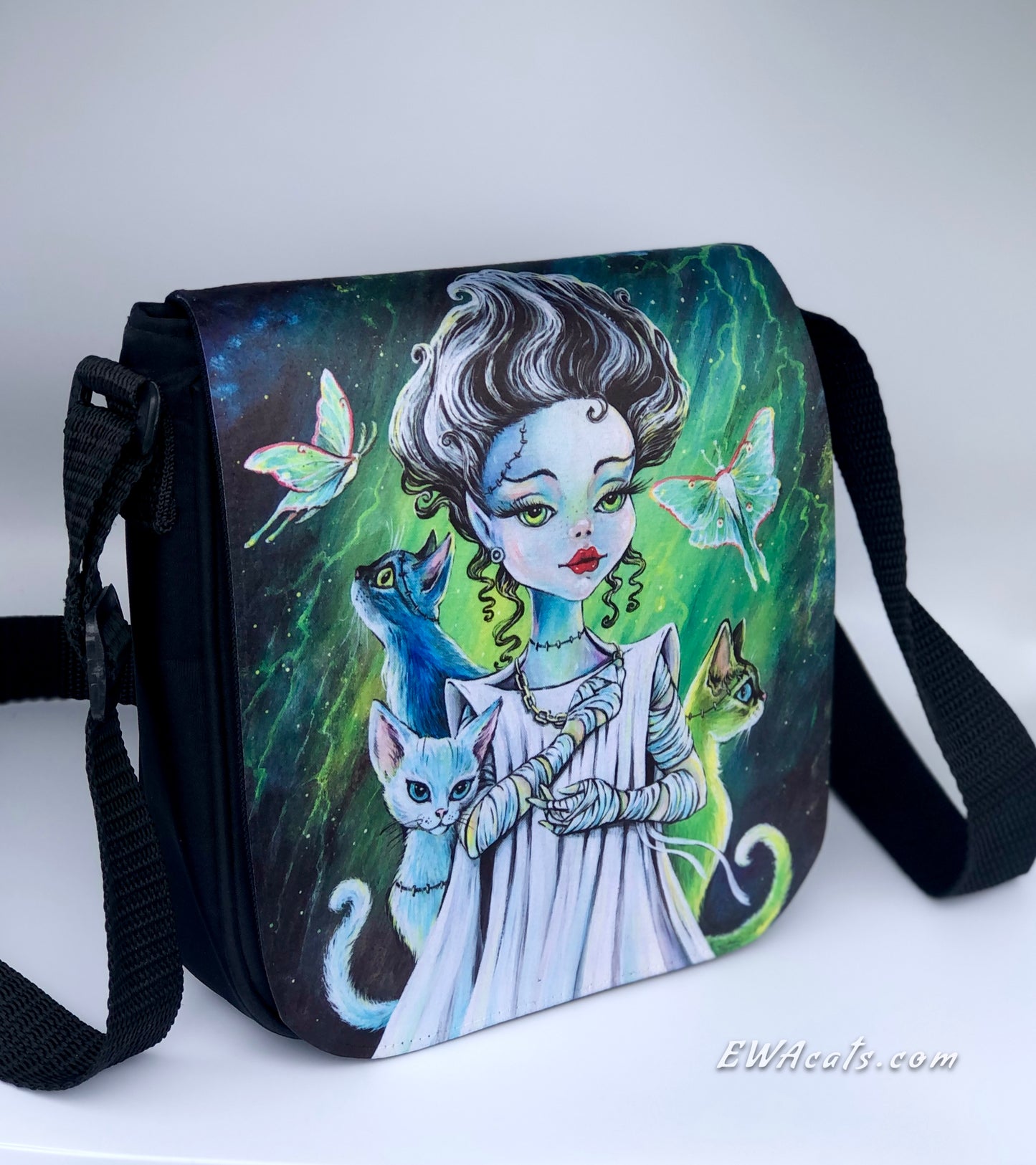 Shoulder Bag "Bride of Frankenstein" with a Removable Flap