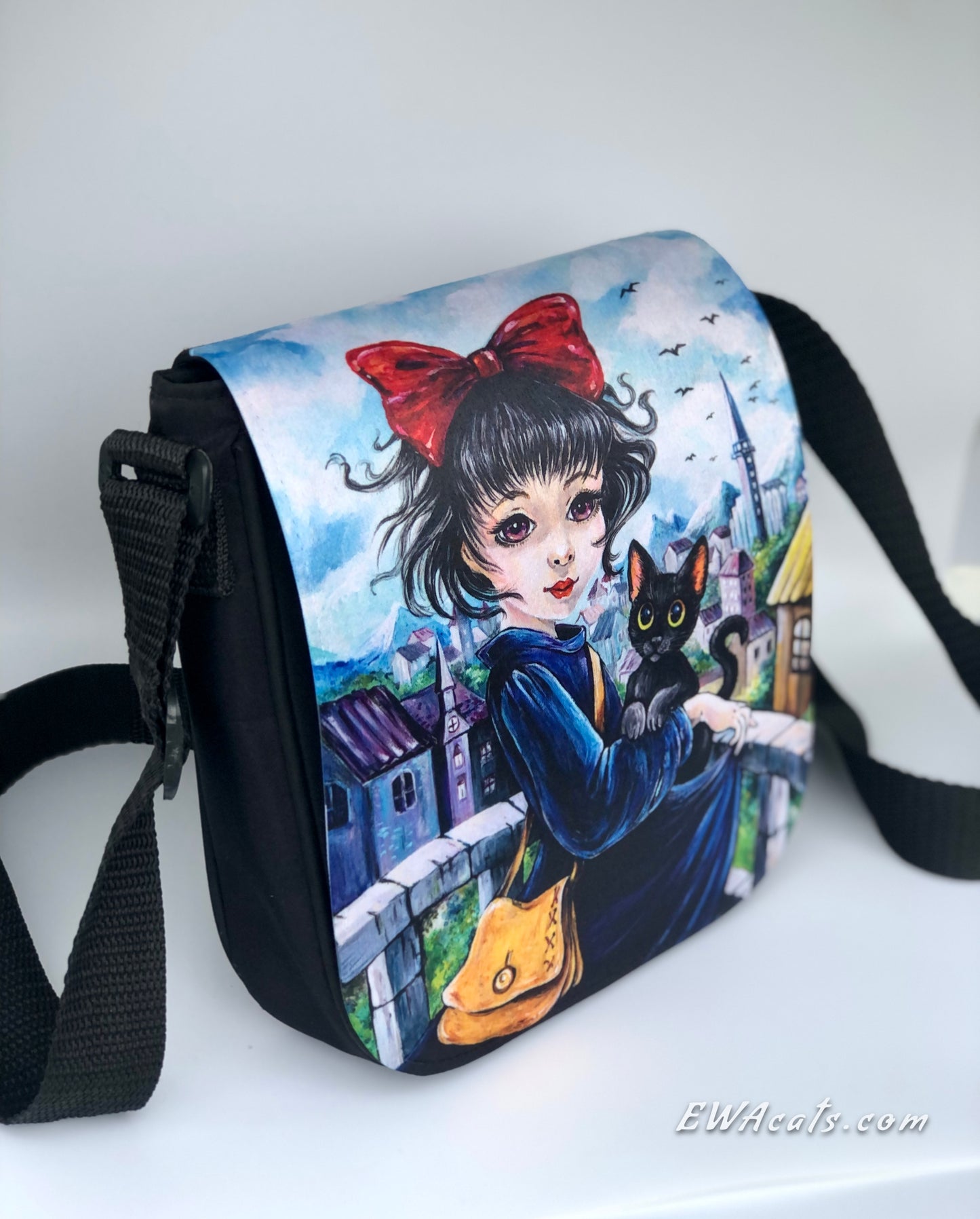 Shoulder Bag "Kiki & Jiji" with a Removable Flap