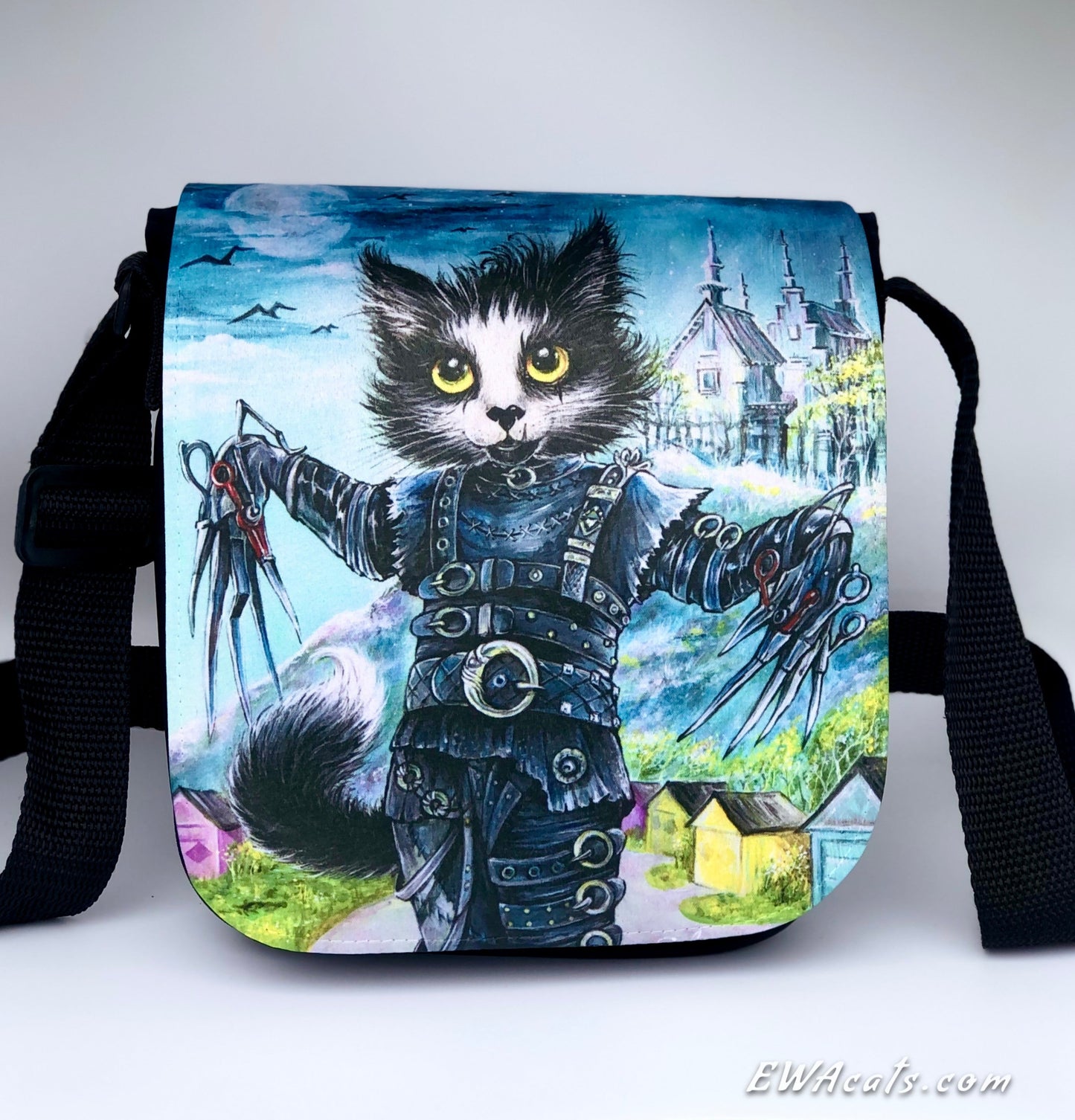 Shoulder Bag "Kitty ScissorClaws" with a Removable Flap