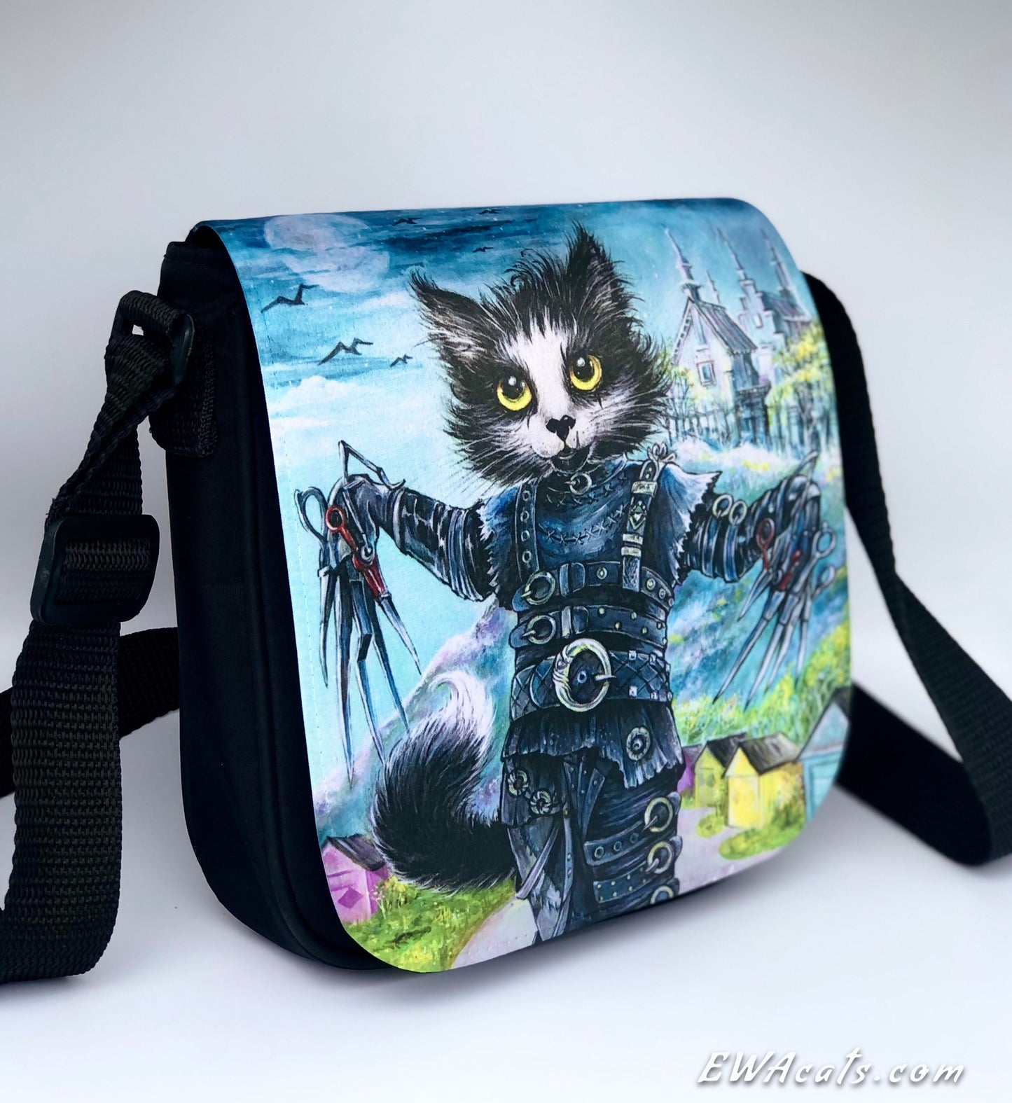 Shoulder Bag "Kitty ScissorClaws" with a Removable Flap
