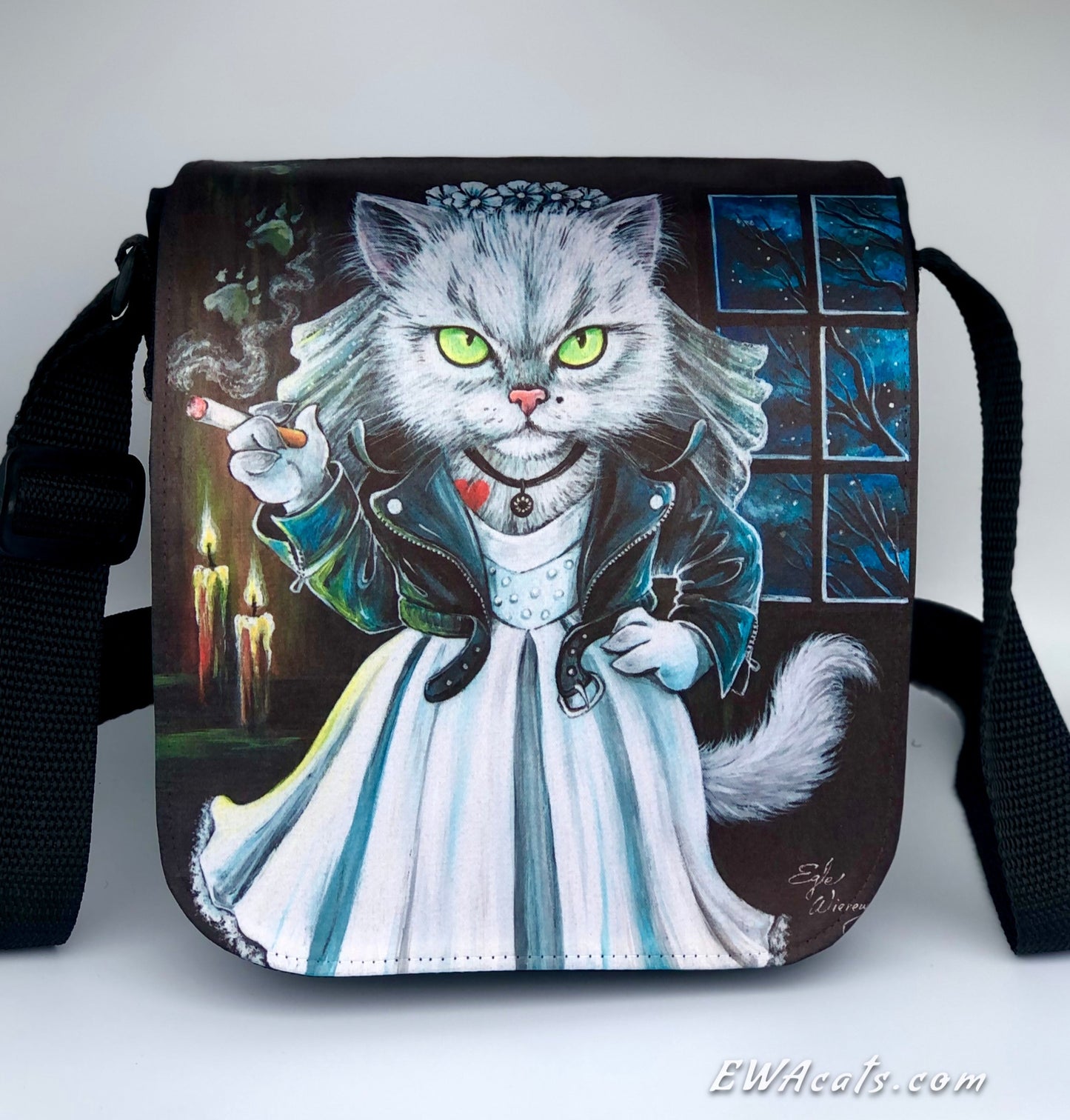 Shoulder Bag "Tiffany Meowlentine" with a Removable Flap