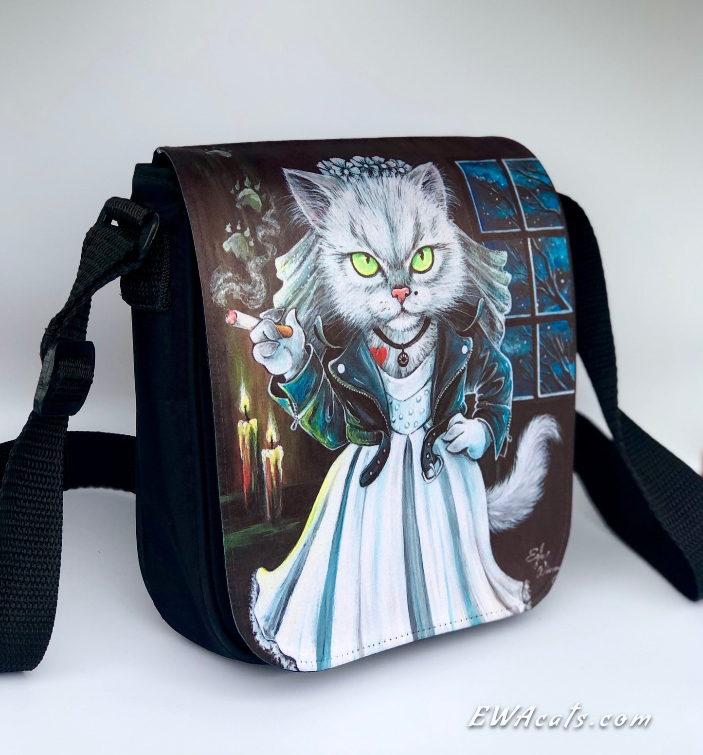Shoulder Bag "Tiffany Meowlentine" with a Removable Flap