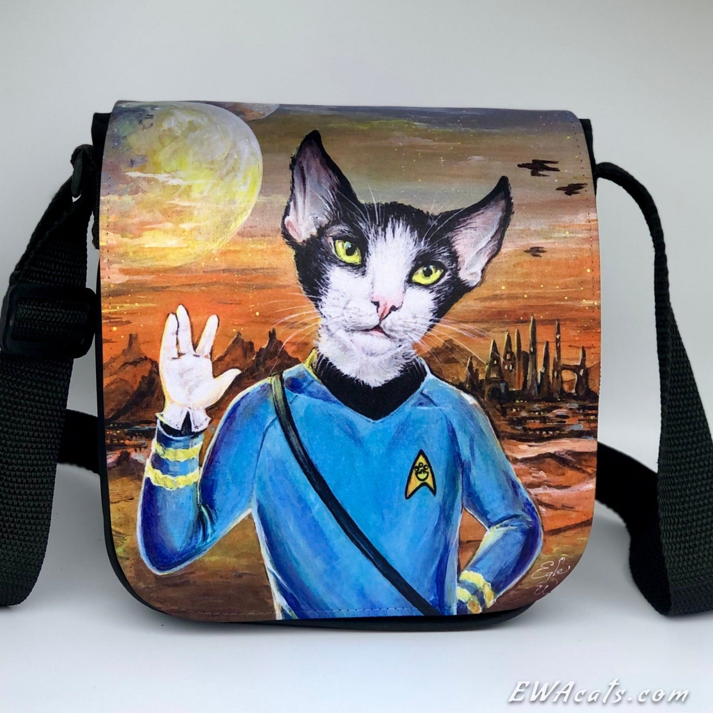 Shoulder Bag "Live Long and Purr" with a Removable Flap