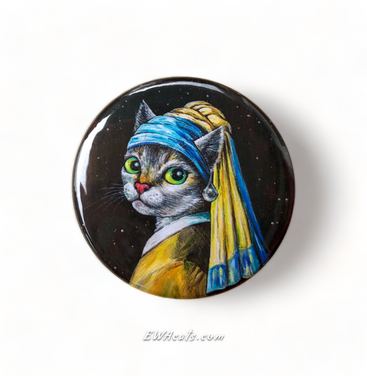 Button "Cat With a Pearl Earring"