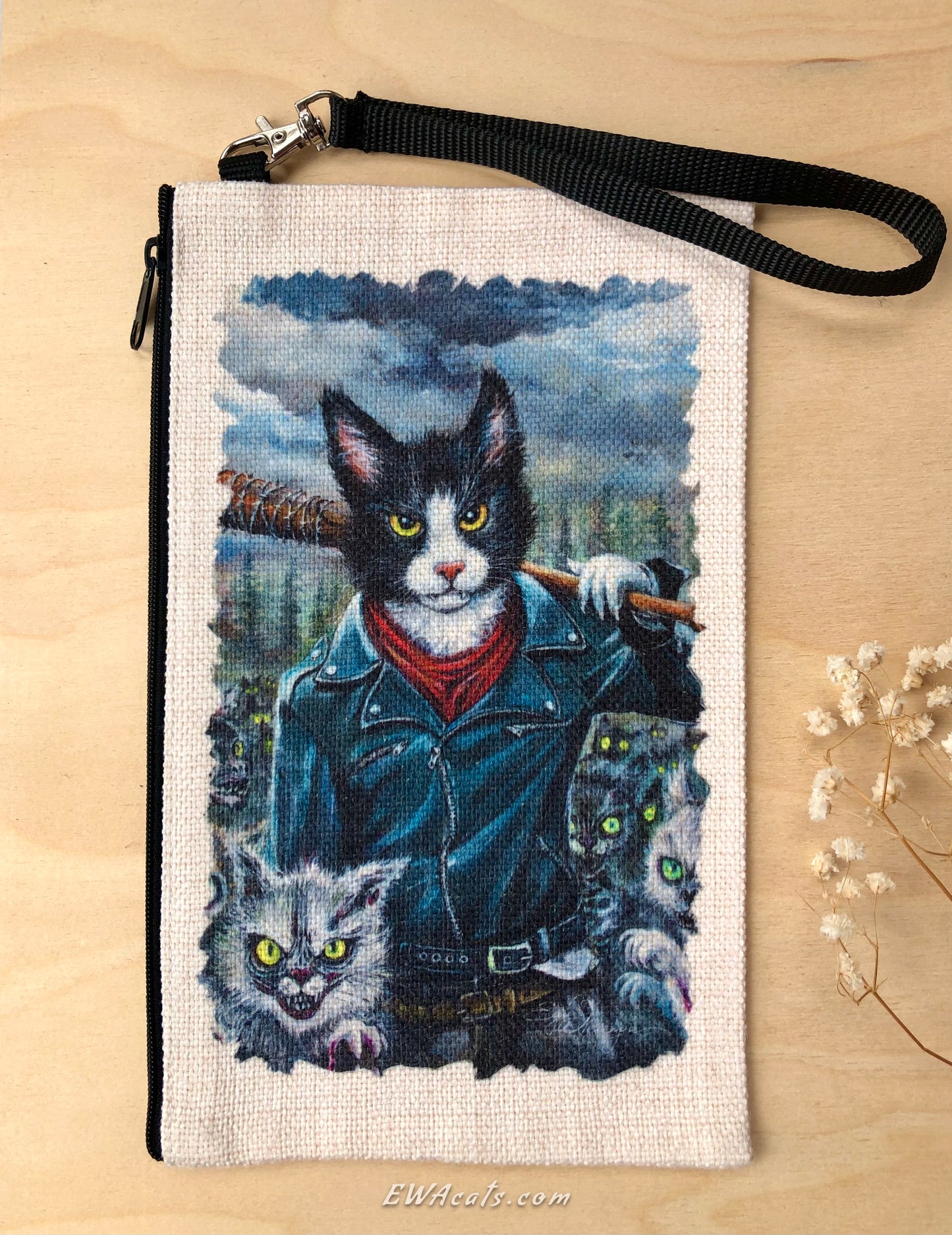 Linen Wallet "Meowgan & Purrcille"