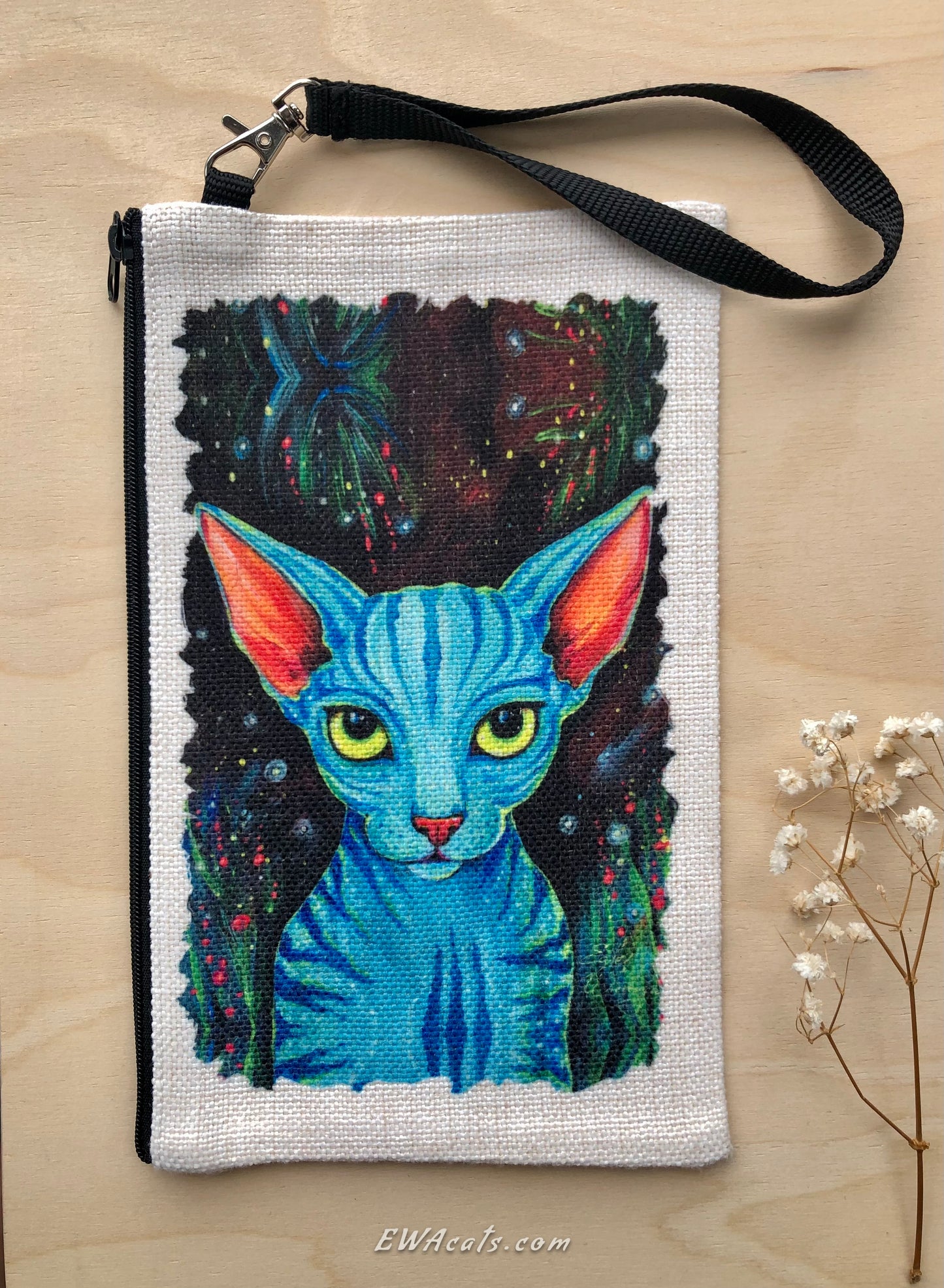 Linen Wallet "Pandoras Cat"