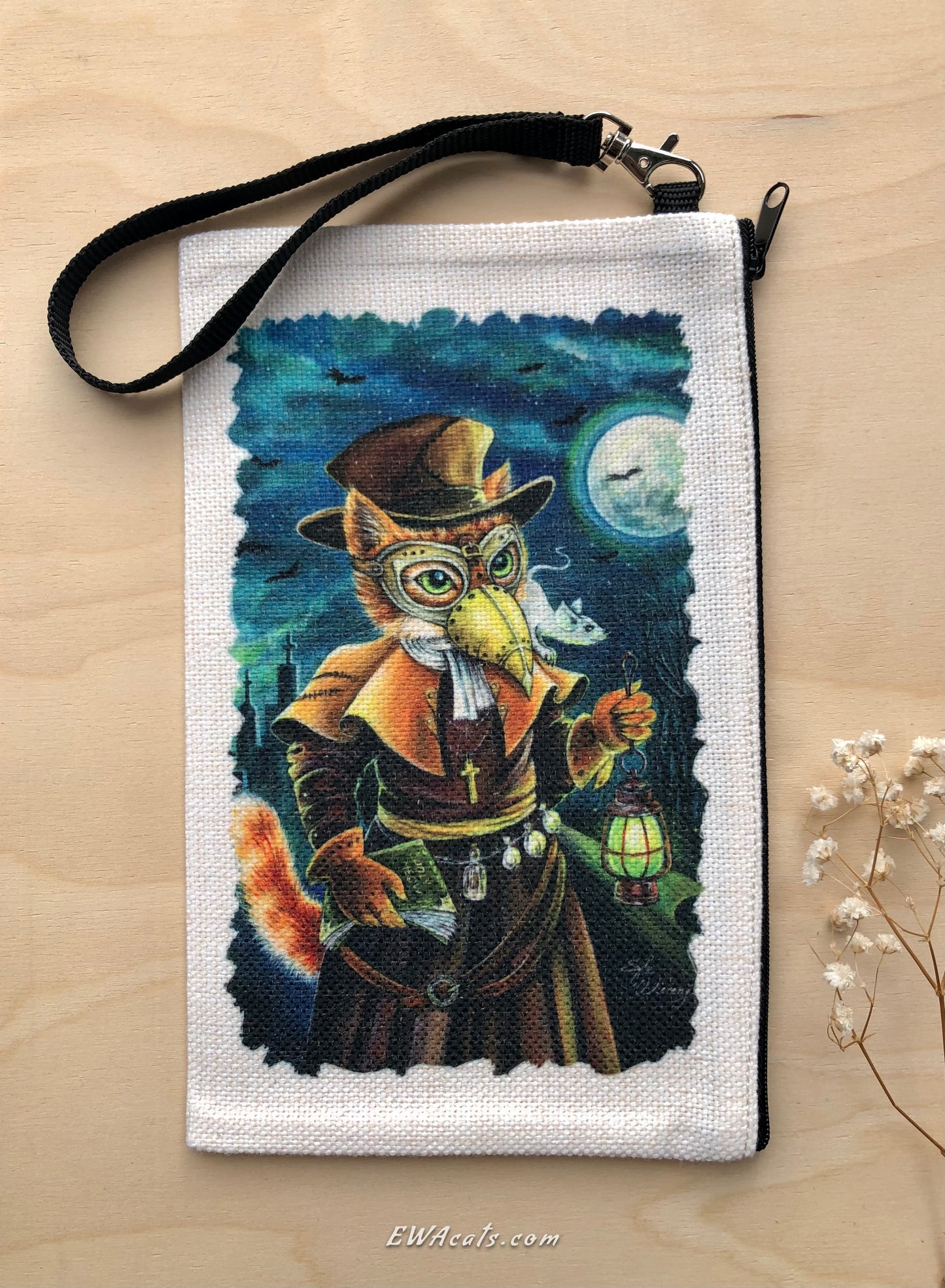 Linen Wallet "Plague Doctor Cat"