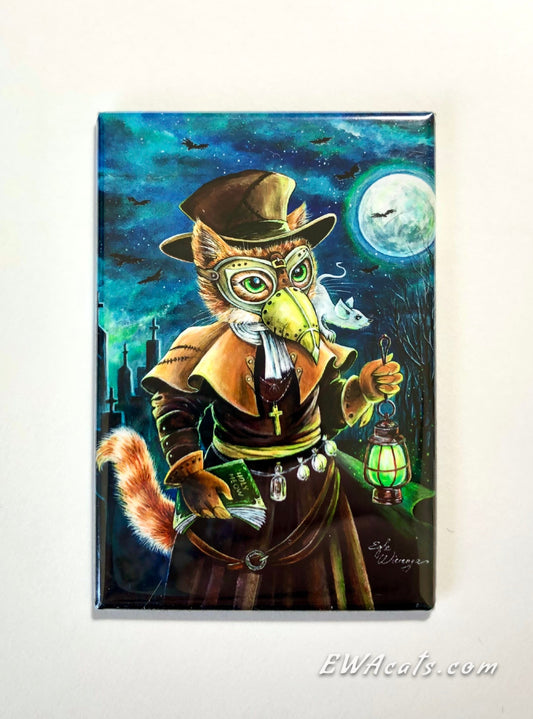 MAGNET 2"x 3" Rectangle "Plague Doctor Cat"