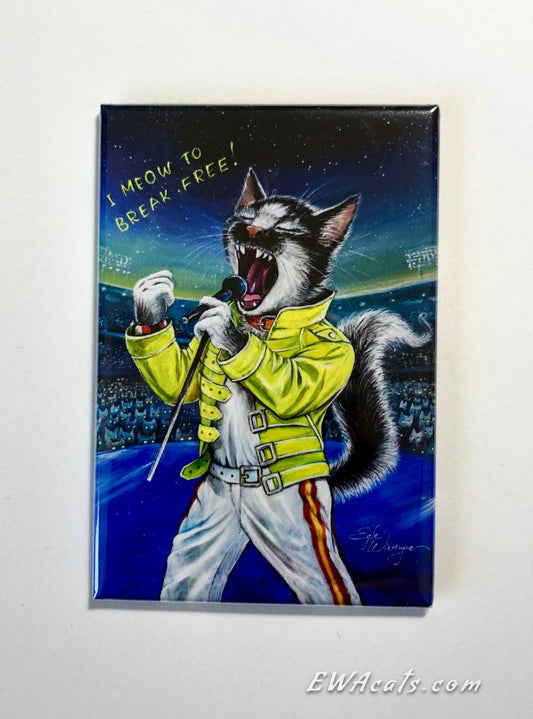 MAGNET 2"x 3" Rectangle "I Meow to Brake Free!"