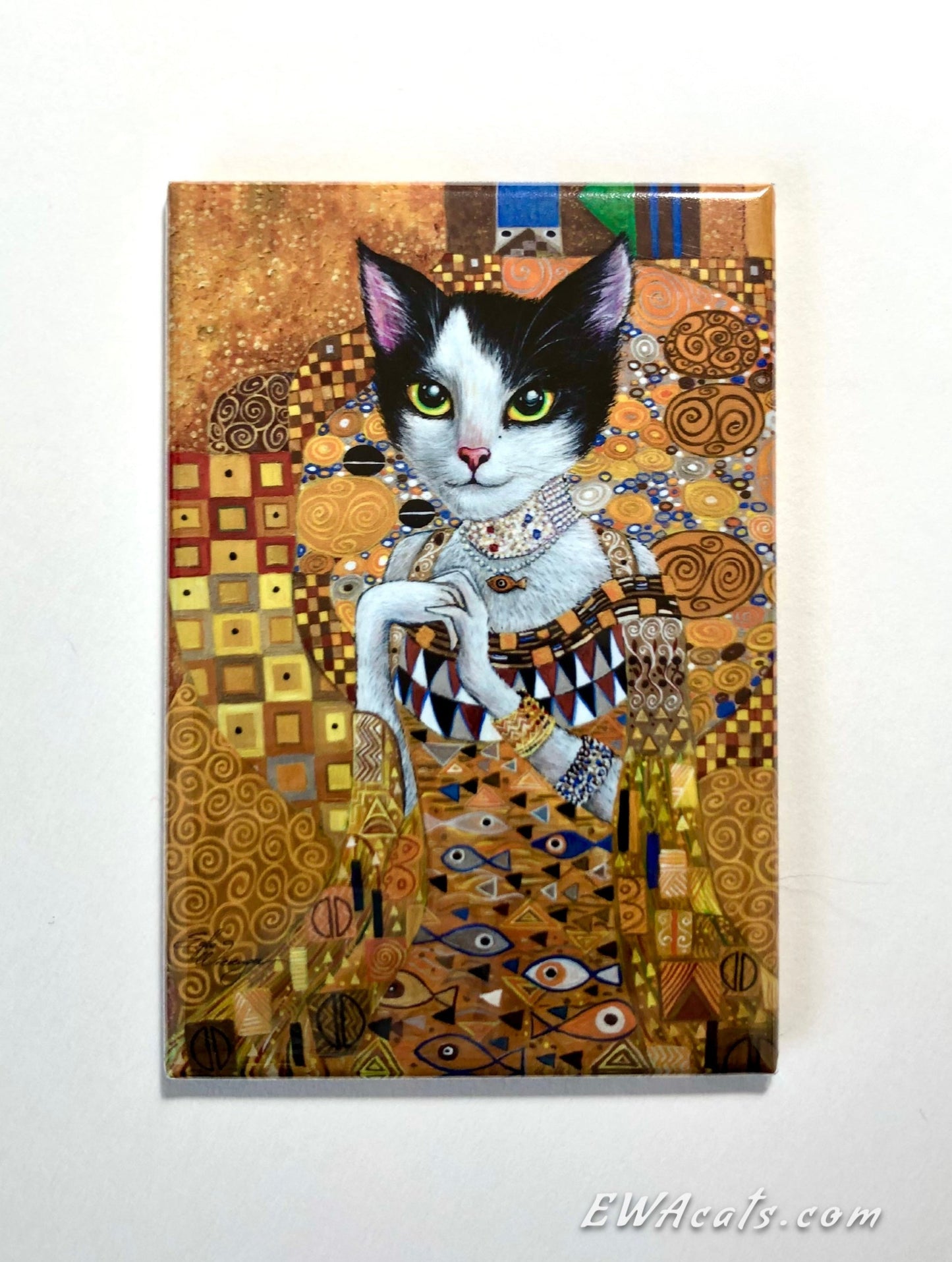 MAGNET 2"x 3" Rectangle "Cat in Gold"