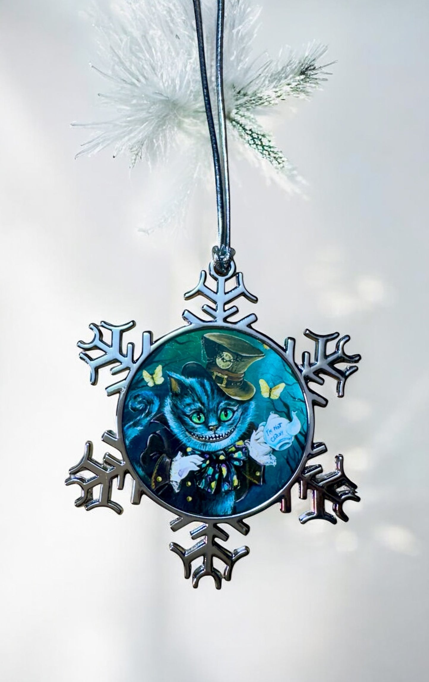 ORNAMENT 3"x 3" Silver Snowflake "I'm Not Crazy!" (Image on both sides)