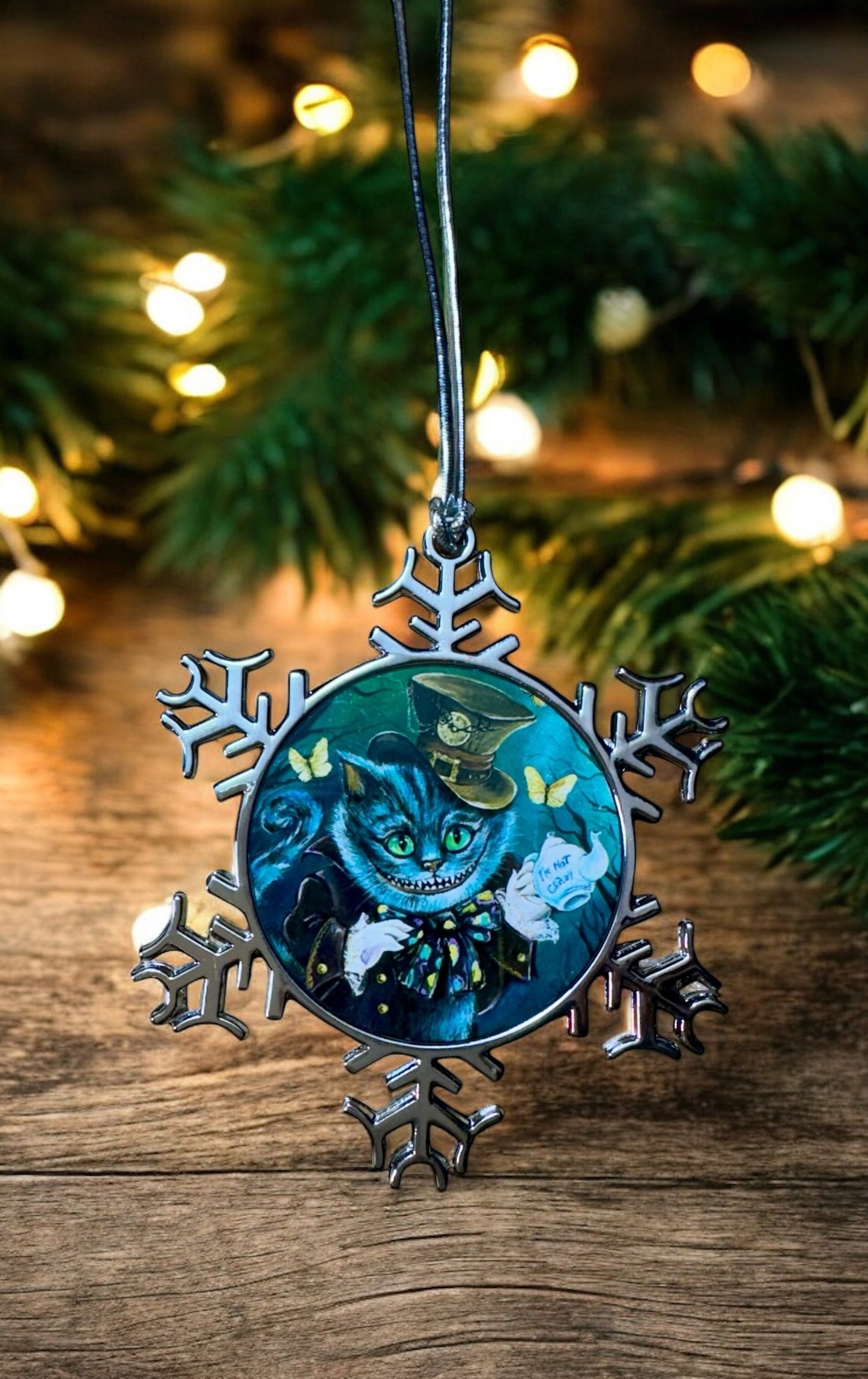 ORNAMENT 3"x 3" Silver Snowflake "I'm Not Crazy!" (Image on both sides)