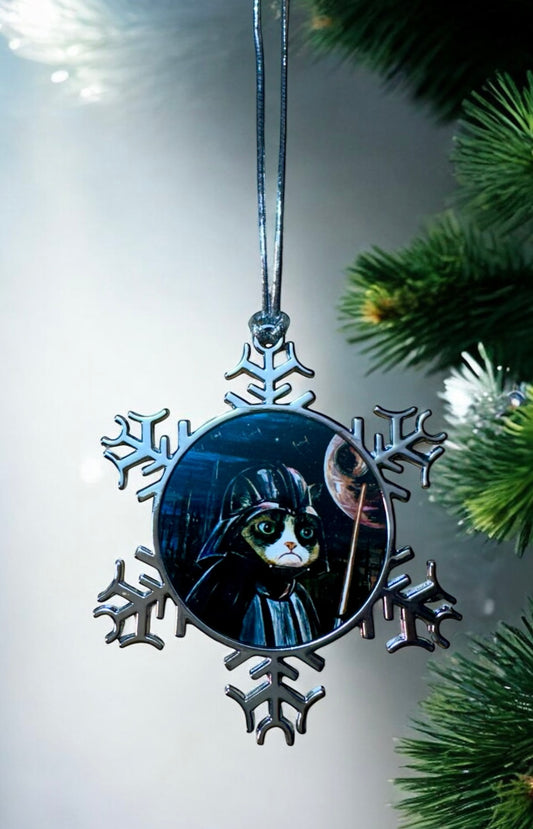 ORNAMENT 3"x 3" Silver Snowflake "Grumpy Vader"