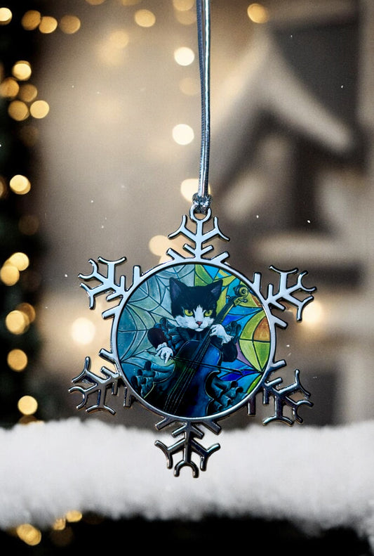 ORNAMENT 3"x 3" Silver Snowflake "Wednesday Cattams" (Image on both sides)