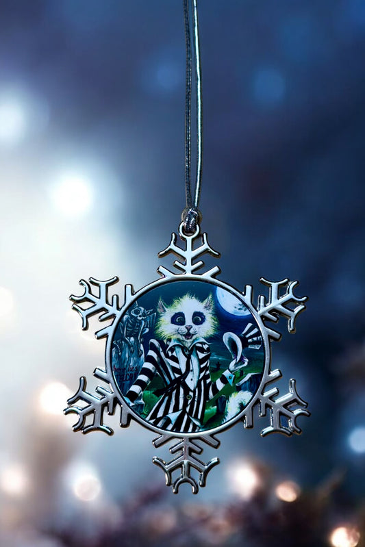 ORNAMENT 3"x 3" Silver Snowflake "BeetleCat" (Image on both sides)