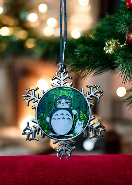 ORNAMENT 3"x 3" Silver Snowflake "Catoro's Shelter" (Image on both sides)