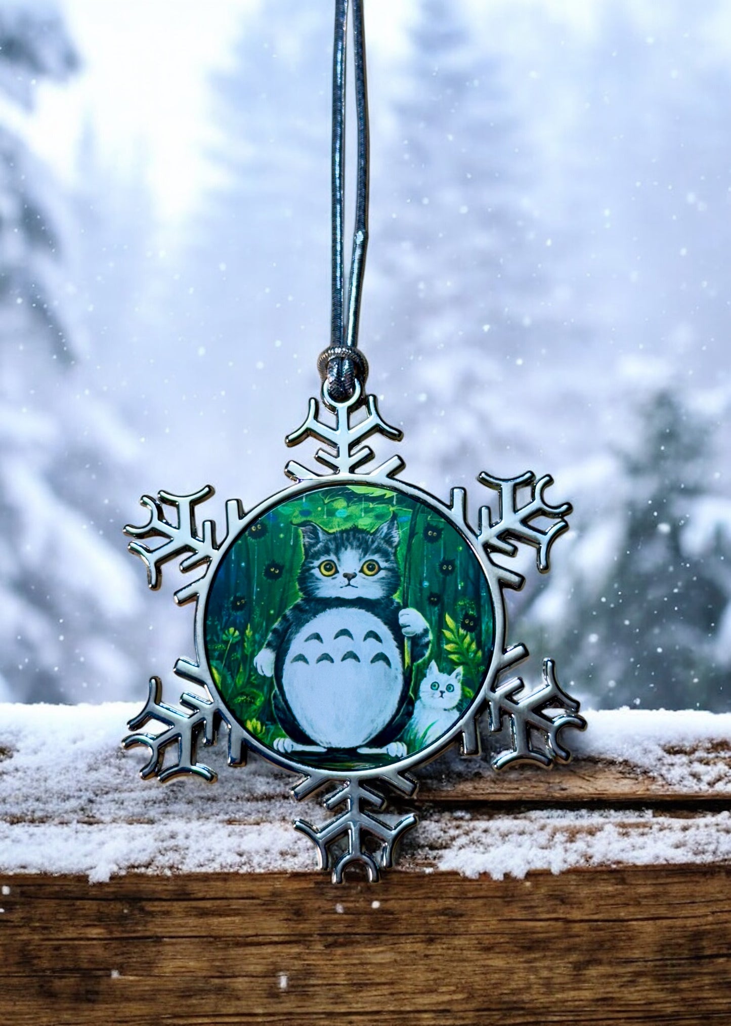 ORNAMENT 3"x 3" Silver Snowflake "Catoro's Shelter" (Image on both sides)