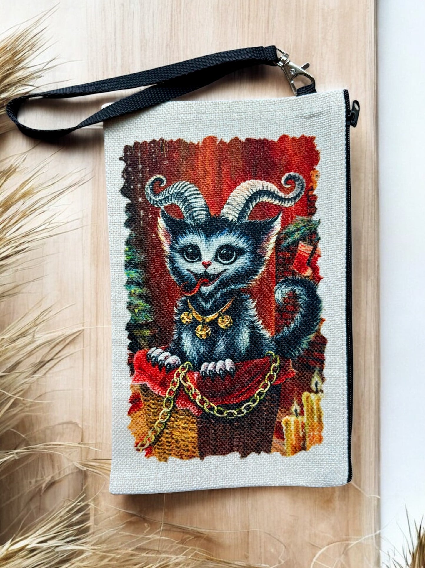 Linen Wallet "Kitty Krampus" (image on both sides)