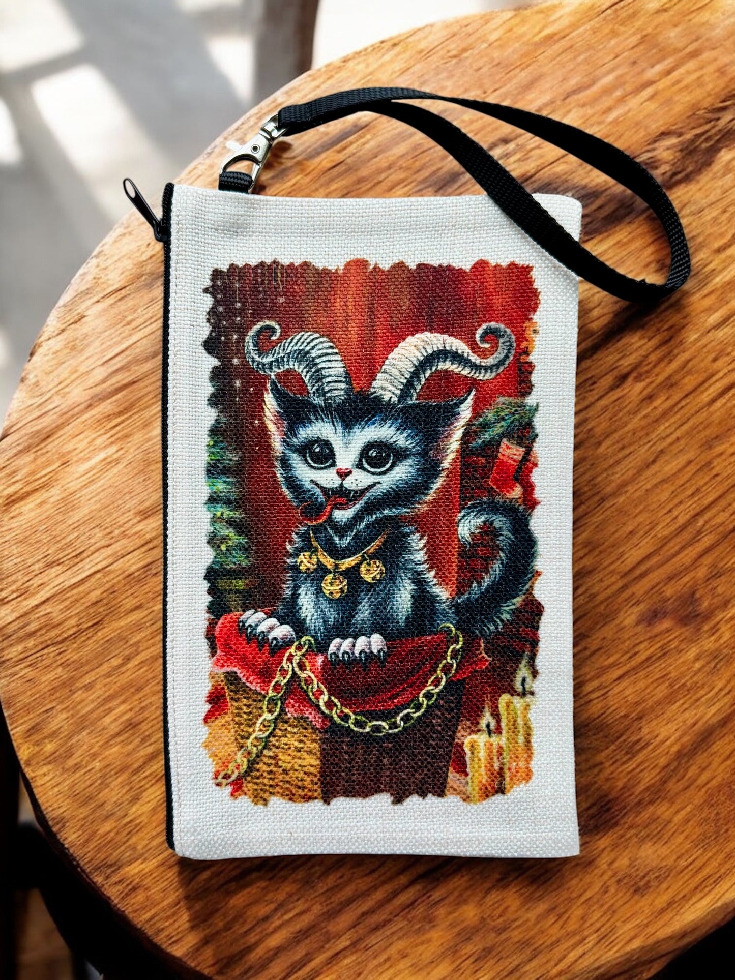 Linen Wallet "Kitty Krampus" (image on both sides)