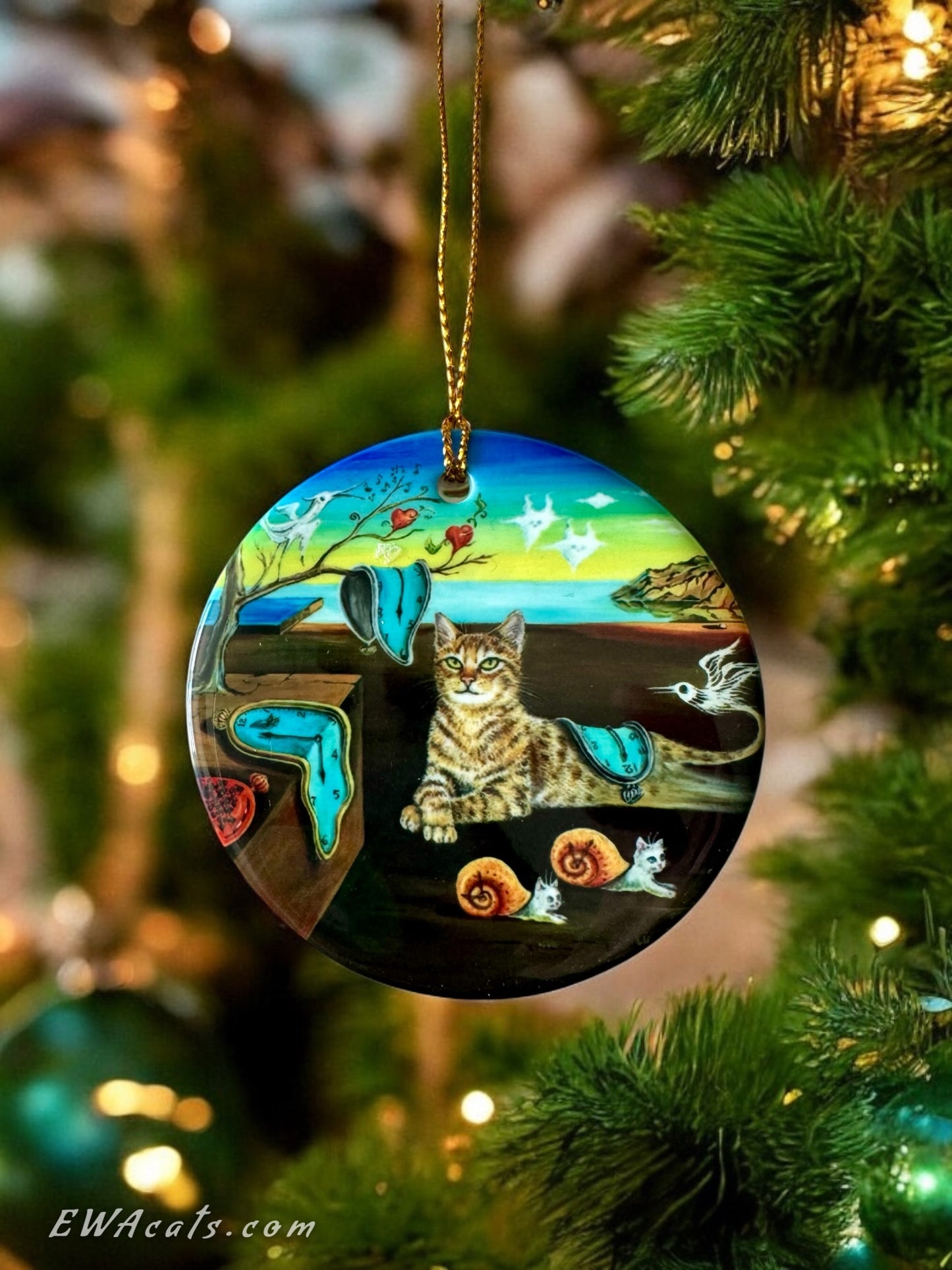 ORNAMENT Porcelain 3"x 3" Round "The Purrfect Time"