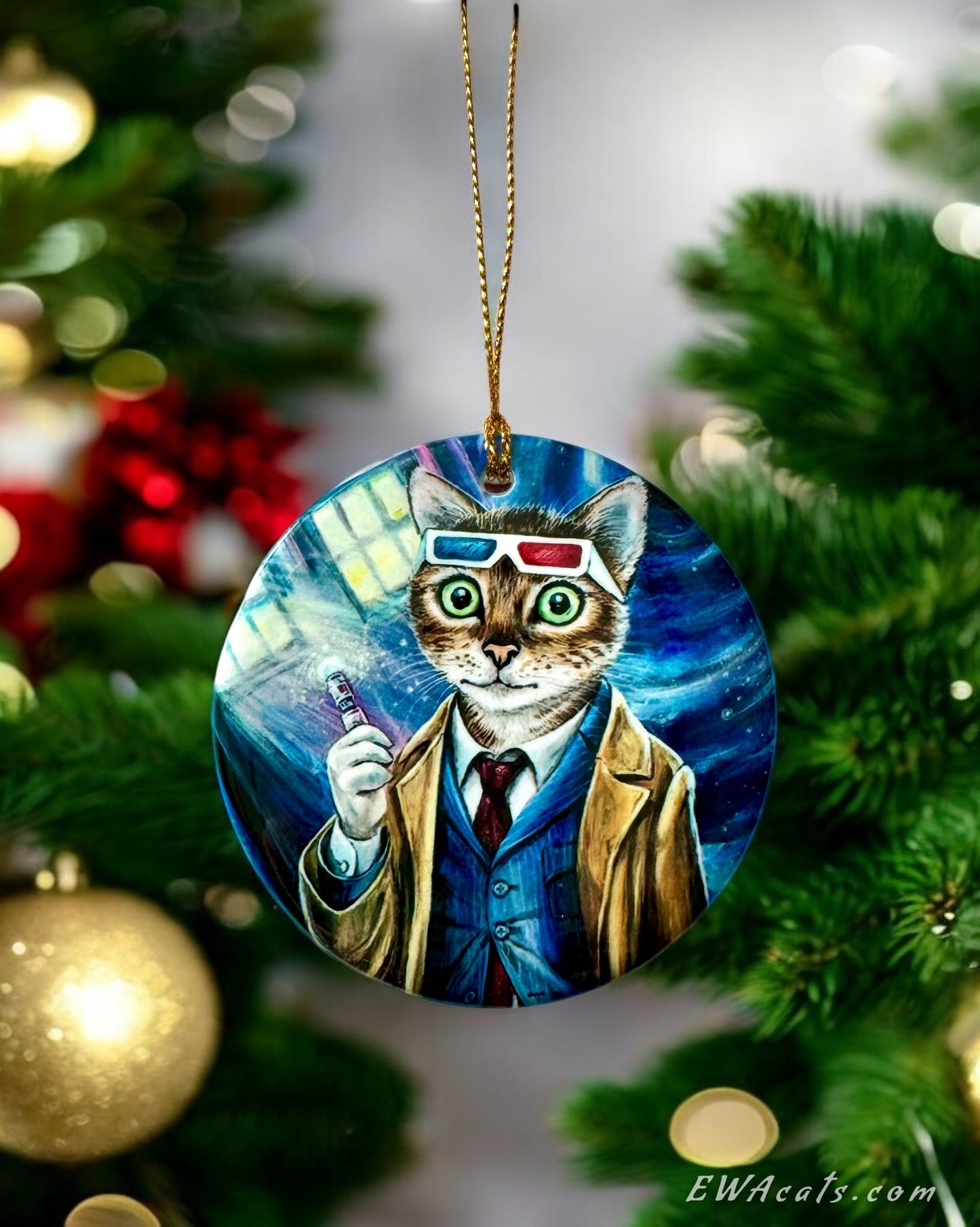 ORNAMENT Porcelain 3"x 3" Round "Doctor Mew"