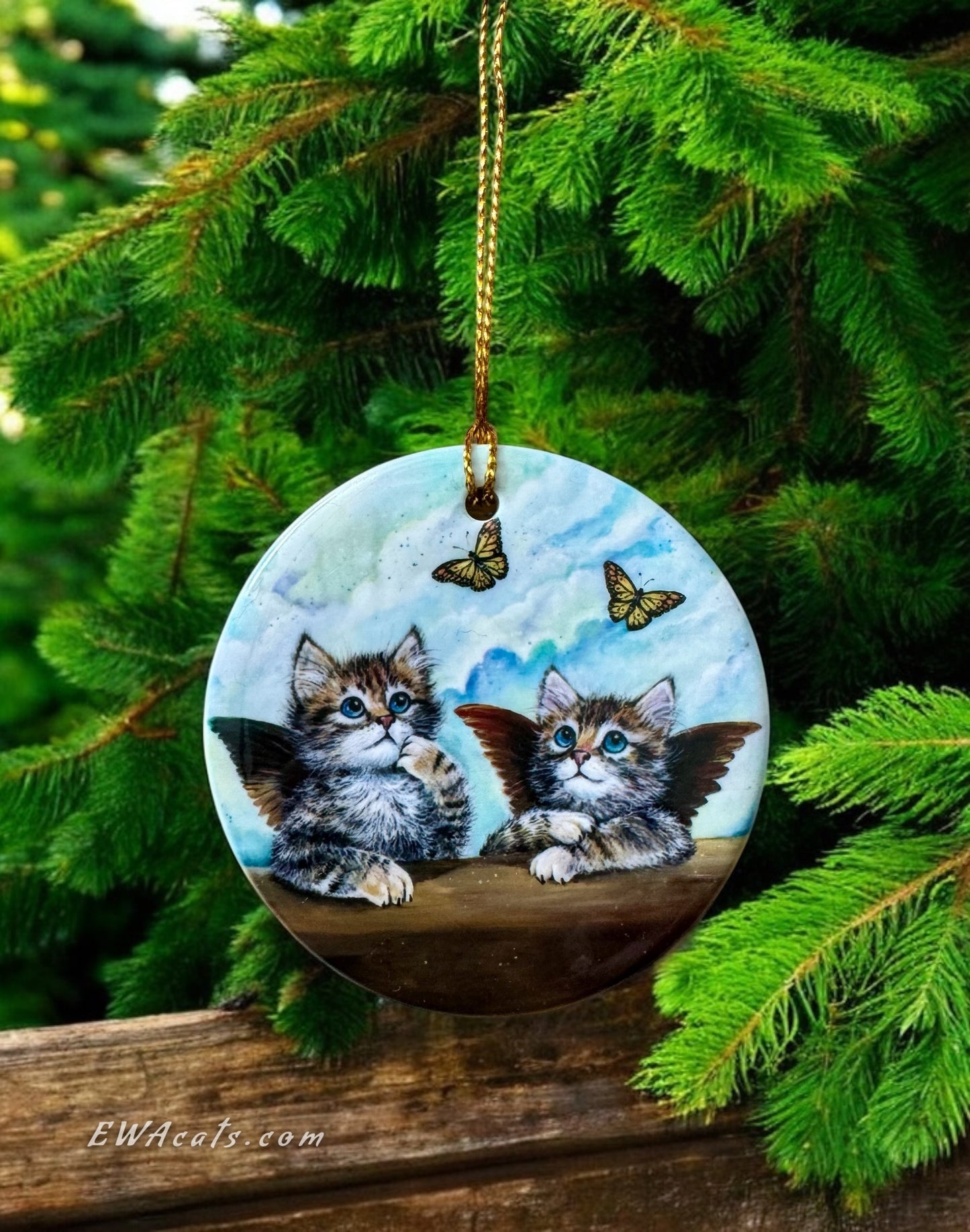 ORNAMENT Porcelain 3"x 3" Round "The Sistine Kittens"