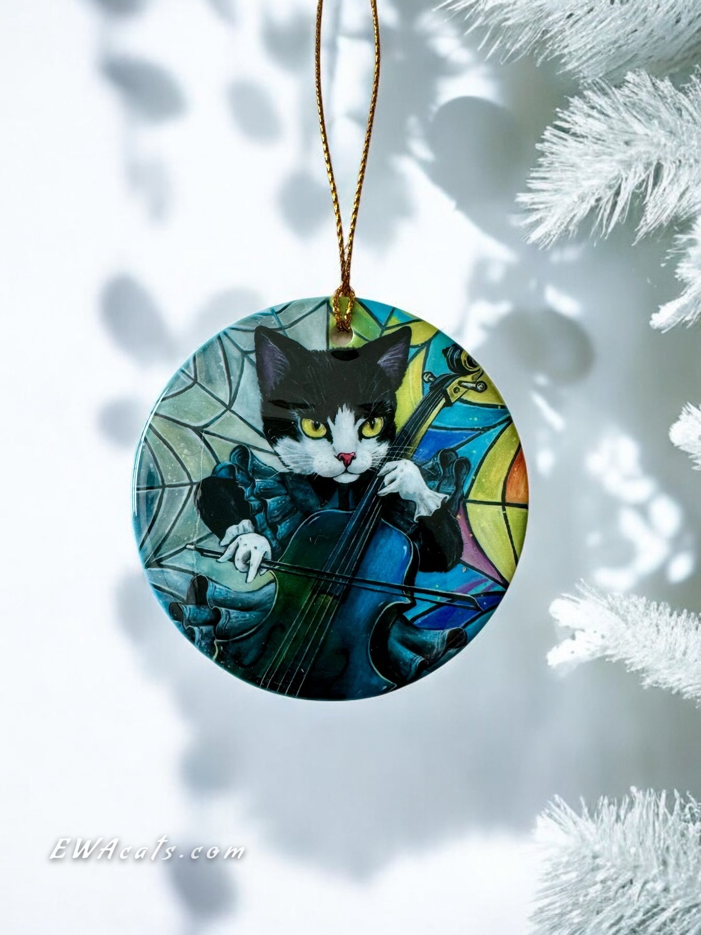 ORNAMENT Porcelain 3"x 3" Round "Wednesday Cattams"