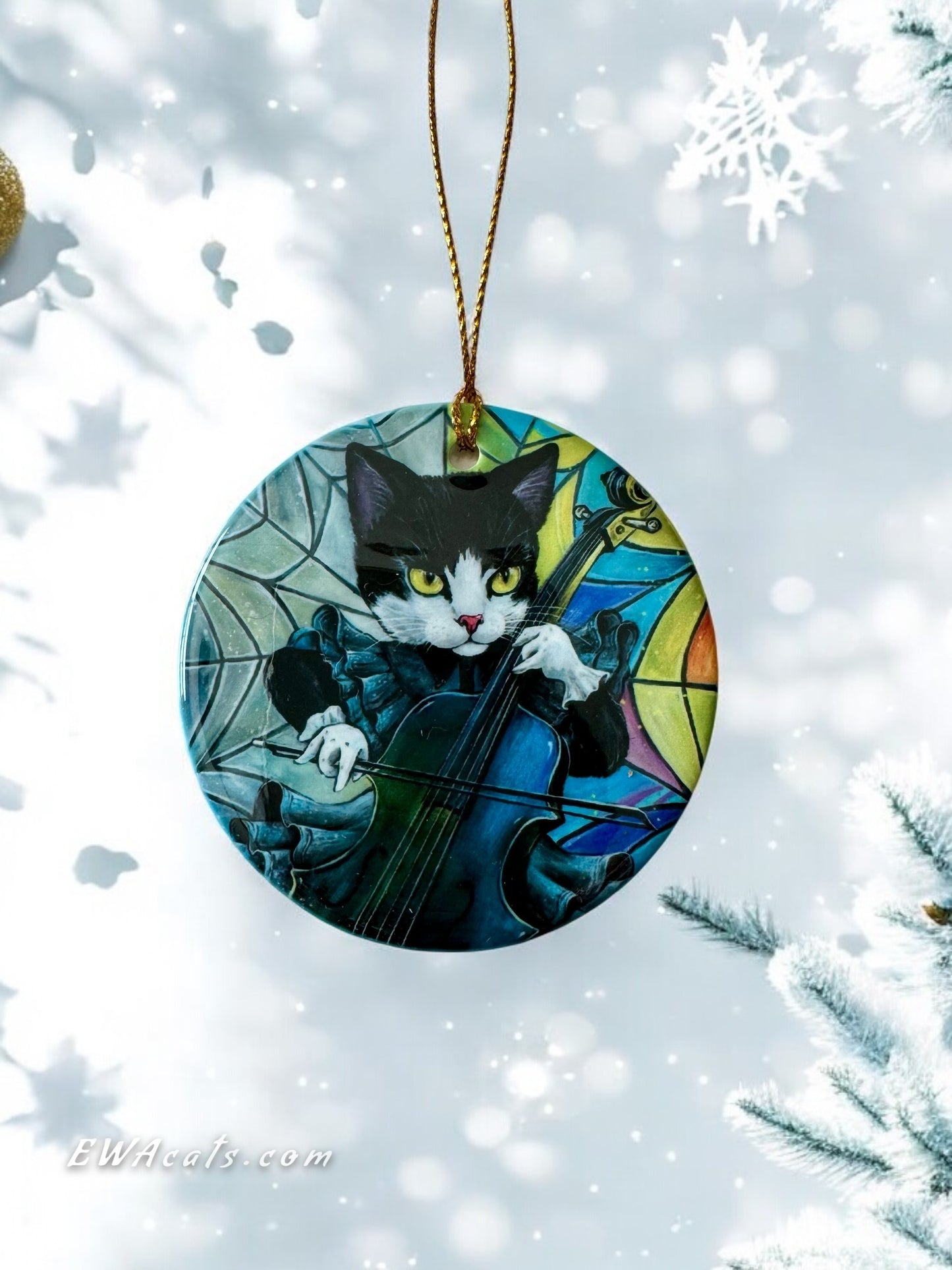 ORNAMENT Porcelain 3"x 3" Round "Wednesday Cattams"