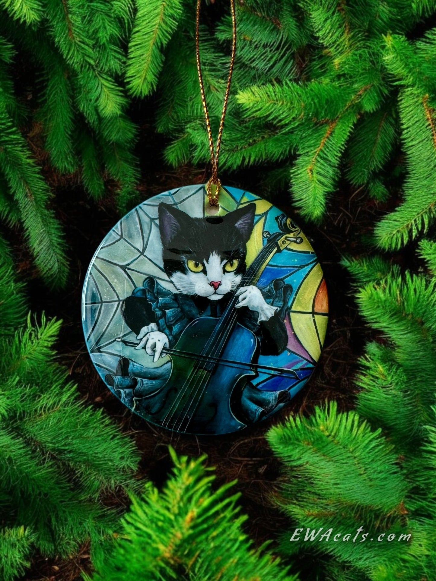 ORNAMENT Porcelain 3"x 3" Round "Wednesday Cattams"