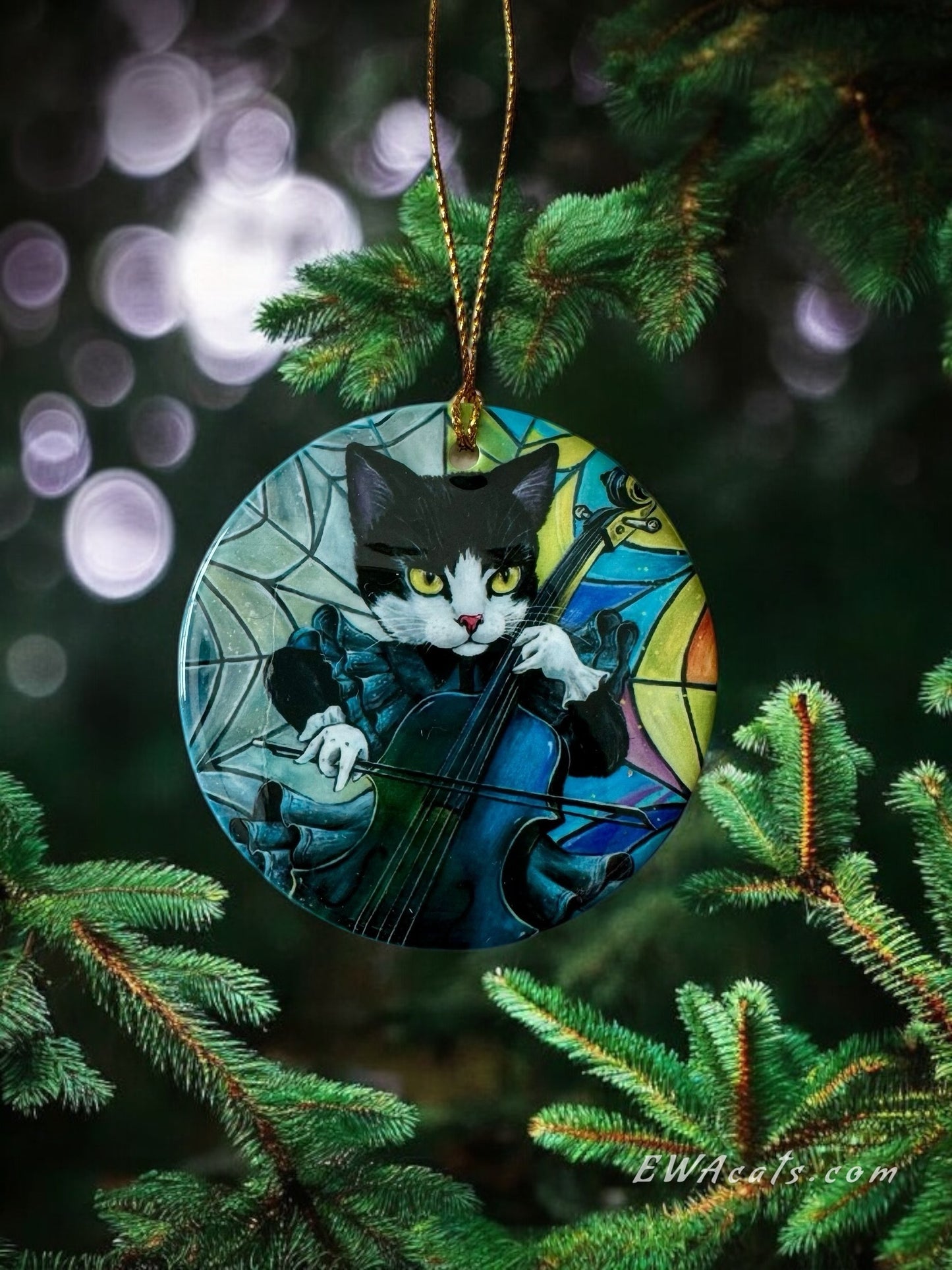 ORNAMENT Porcelain 3"x 3" Round "Wednesday Cattams"