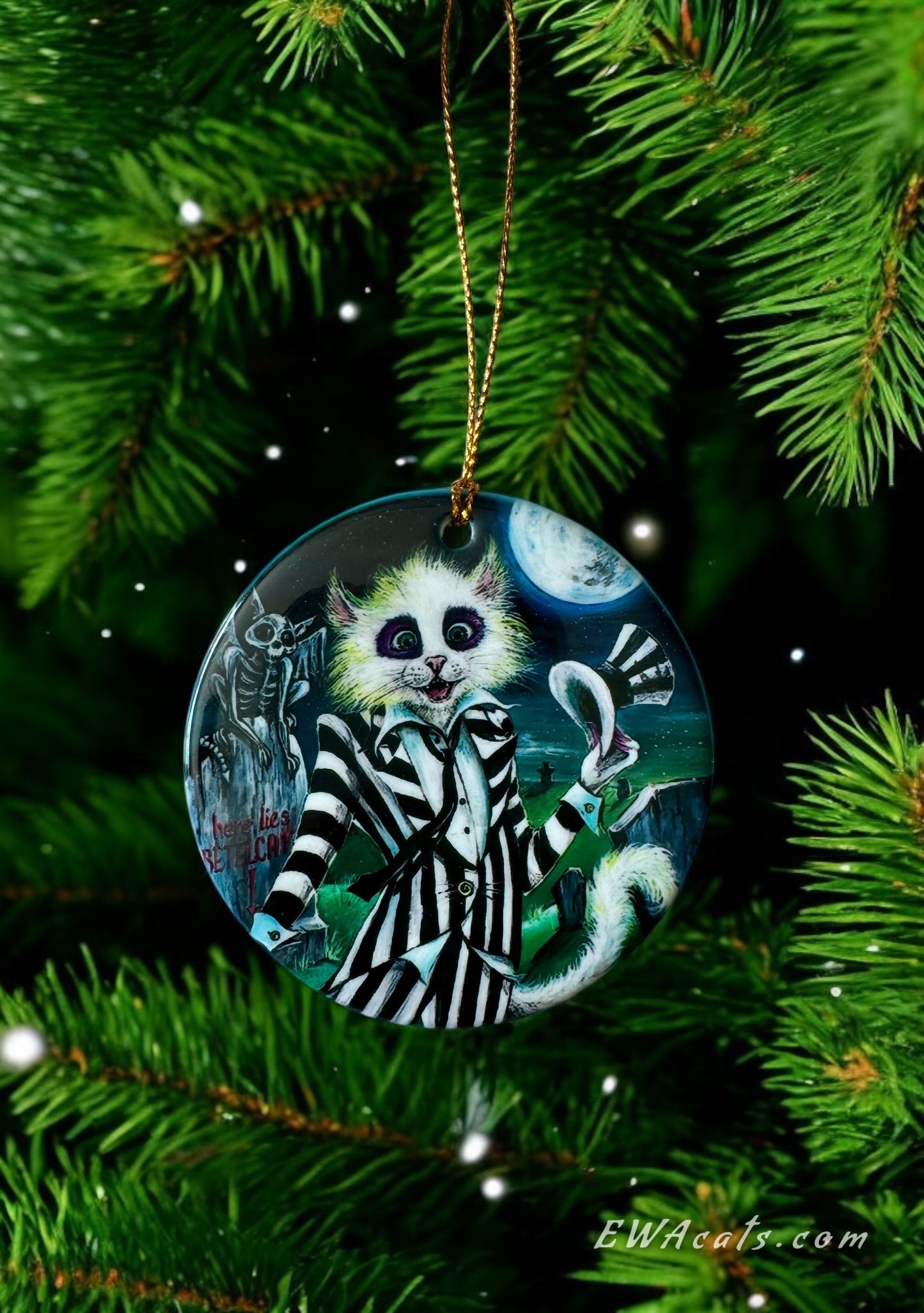 ORNAMENT Porcelain 3"x 3" Round "BeetleCat"
