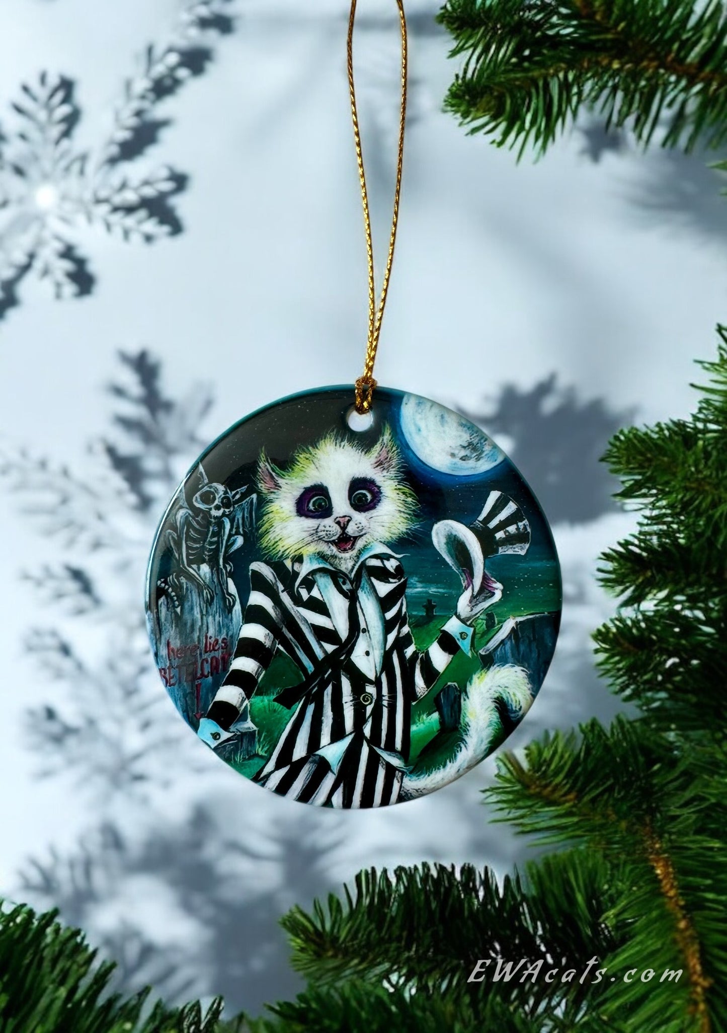 ORNAMENT Porcelain 3"x 3" Round "BeetleCat"