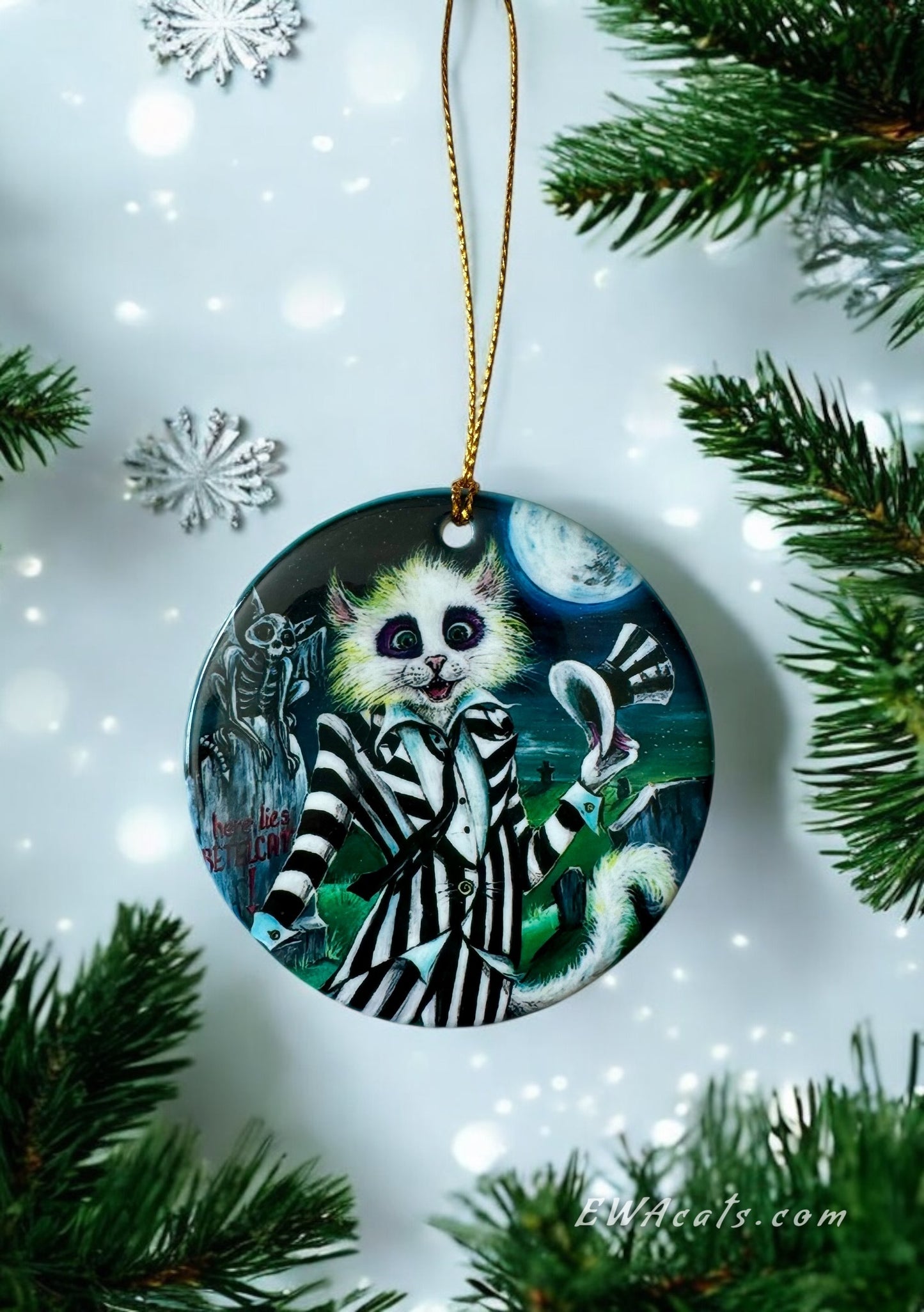 ORNAMENT Porcelain 3"x 3" Round "BeetleCat"