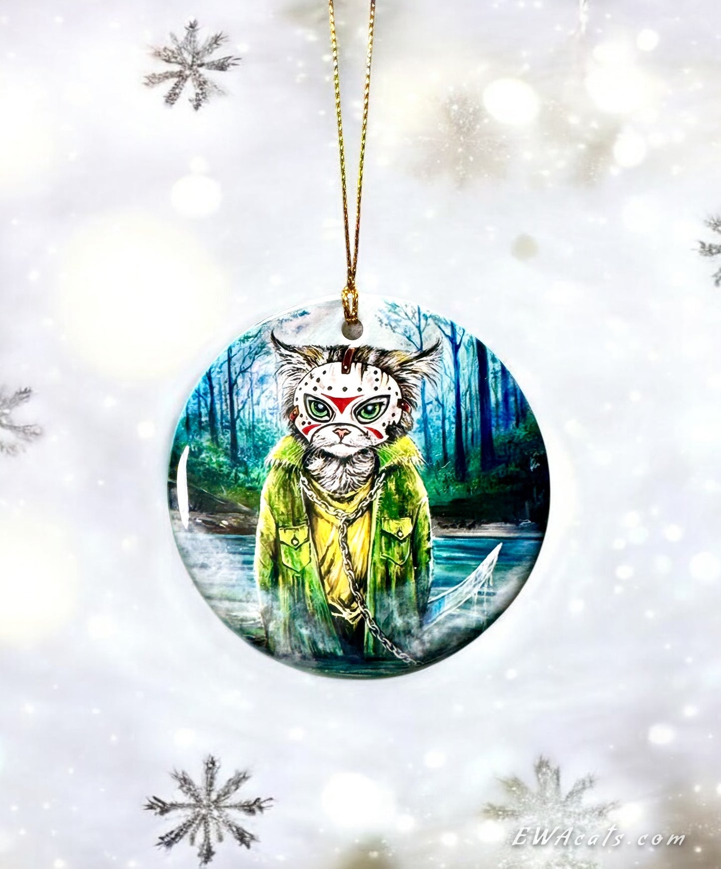 ORNAMENT Porcelain 3"x 3" Round "Jason MeowHiss"