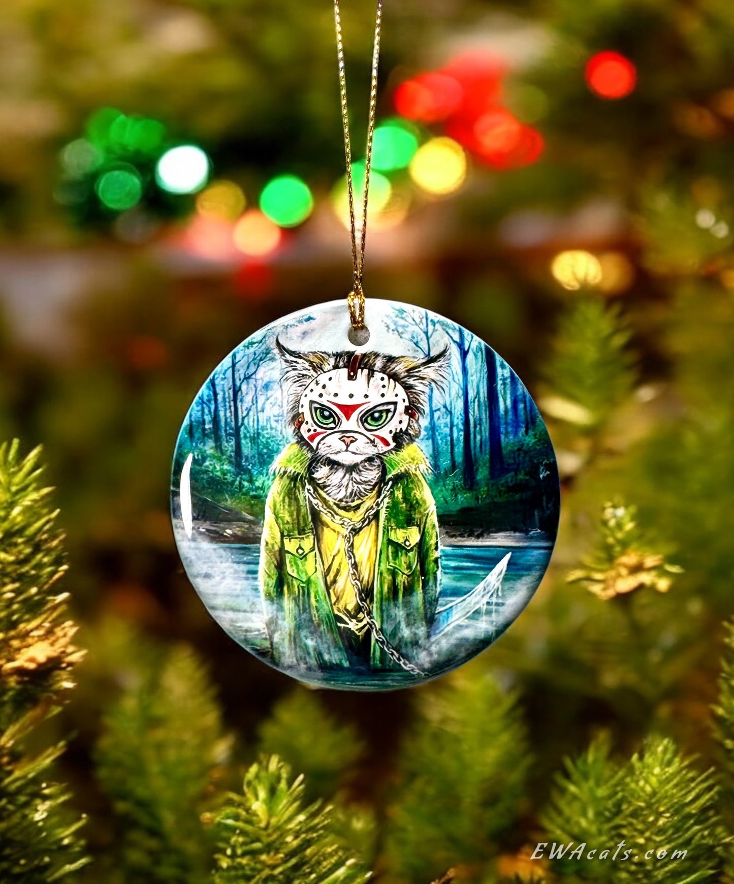 ORNAMENT Porcelain 3"x 3" Round "Jason MeowHiss"