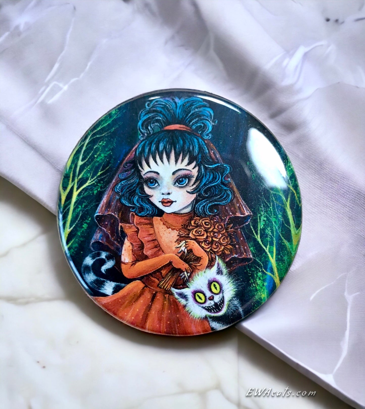 Button "Lydia and Her Beetle Kitty"