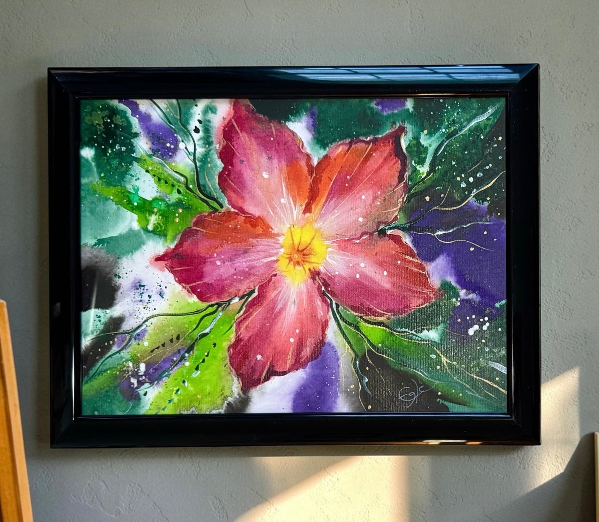 Original Painting "Radiant Bloom" Fluid Acrylic on paper