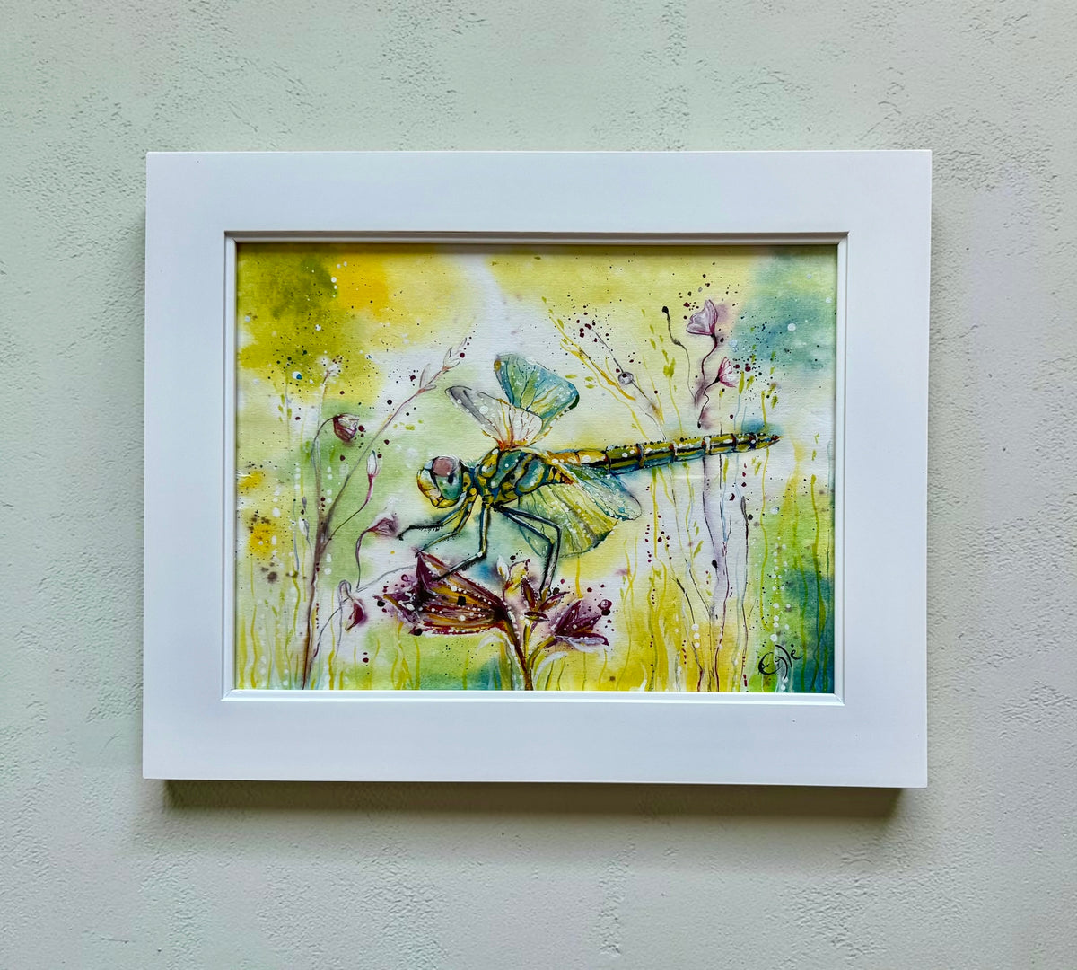 Original Painting "Garden Messenger" Fluid Acrylic on paper