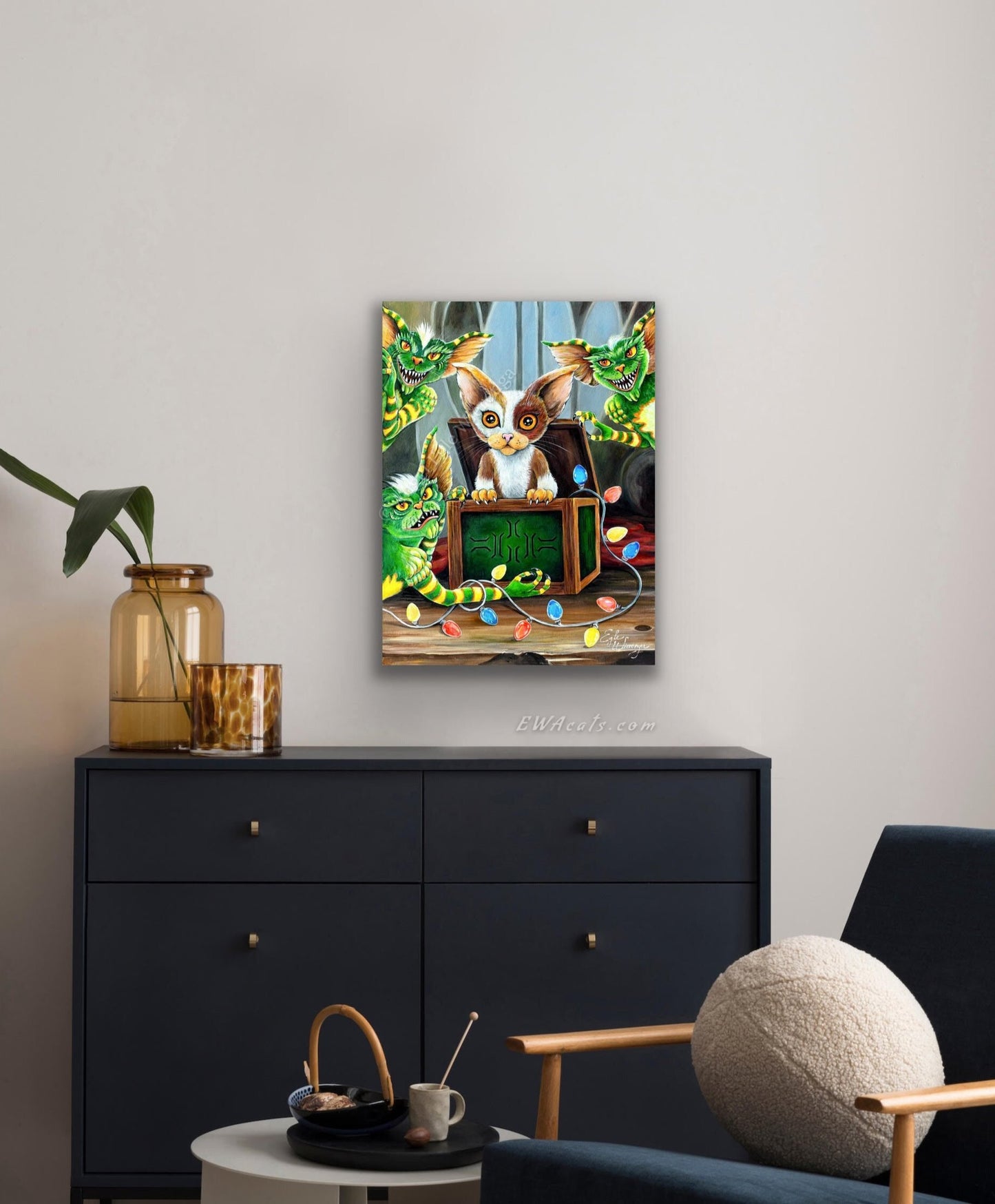 12"x 16" CANVAS "Purring Furry Gremlins" Open Edition Giclée on Canvas