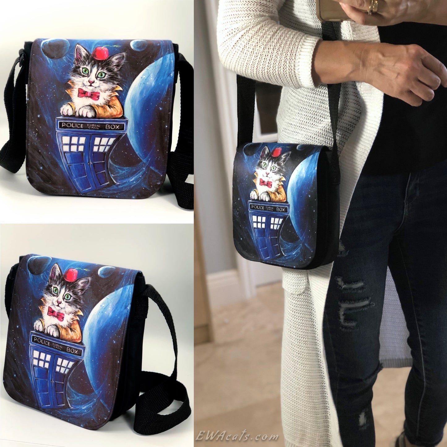 Shoulder Bag "Kitty Who" with a Removable Flap
