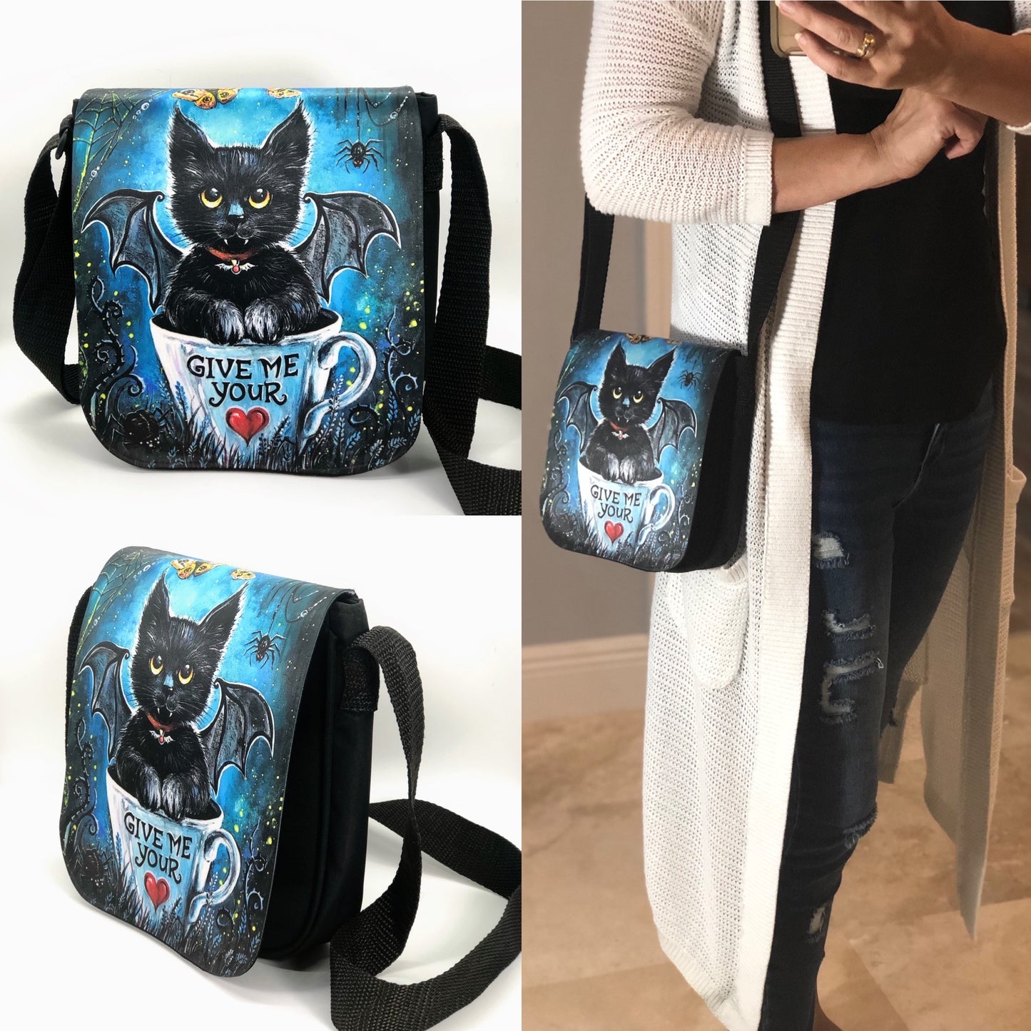 Shoulder Bag "Give Me Your Heart" with a Removable Flap