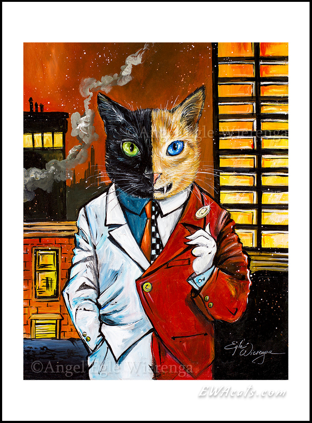 Art Print "Two-Face Cat"